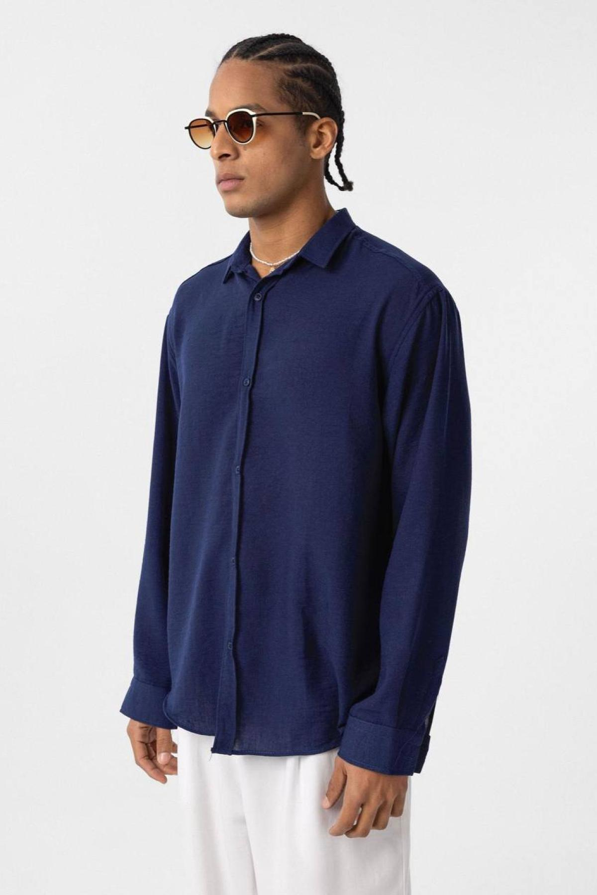 Wholesale Men Navy Oversize Shirt 731265