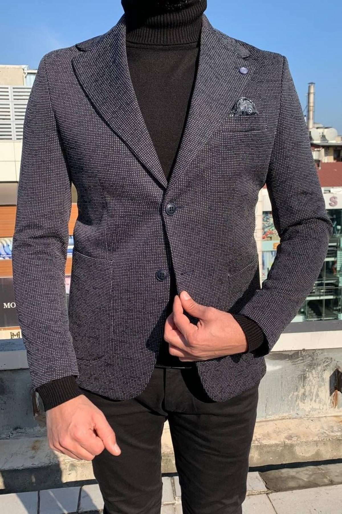 Wholesale Men Navy Single Breasted Blazer Jacket 720593