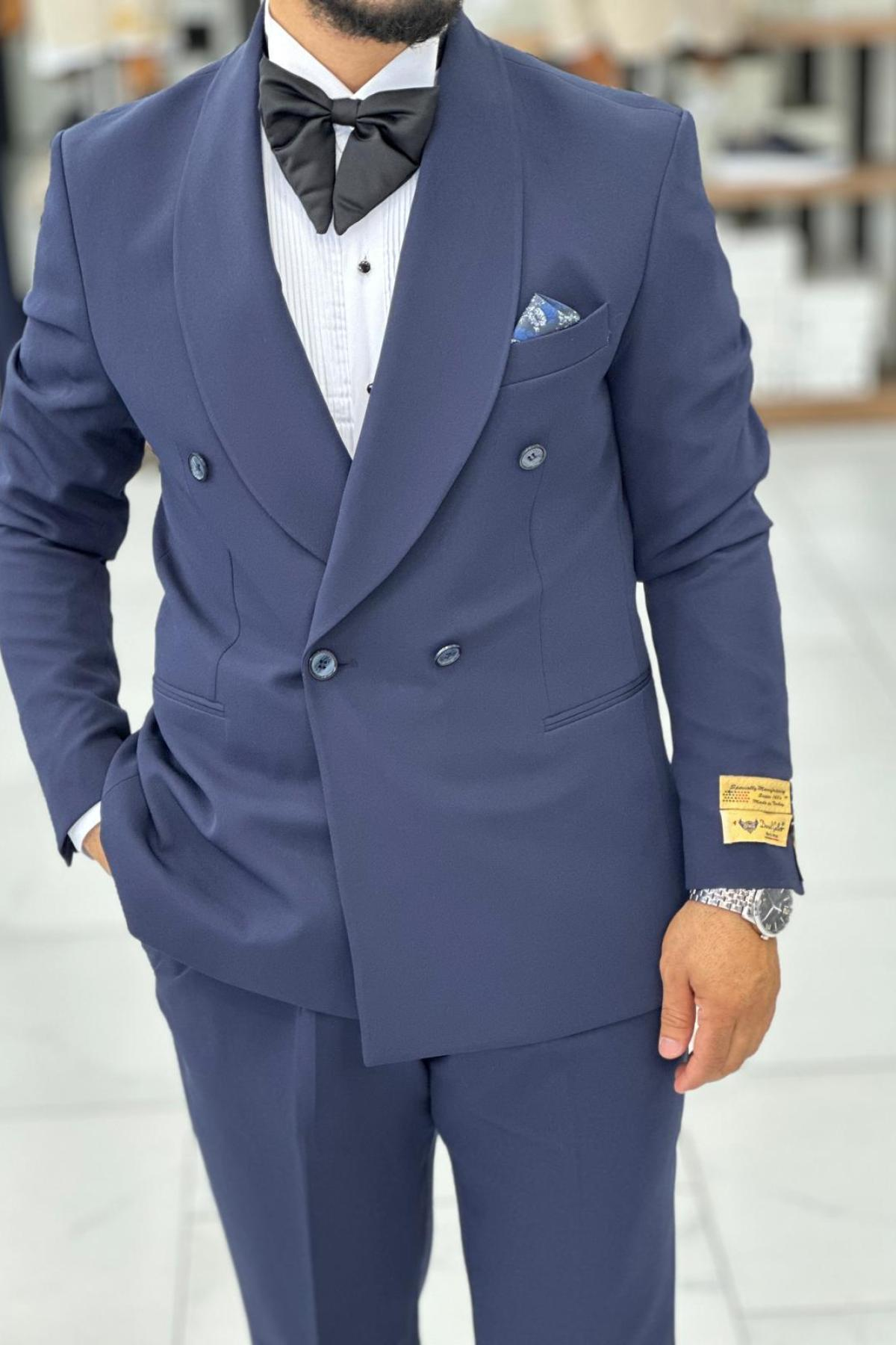 Wholesale Men Navy Two-Piece Suit 739034
