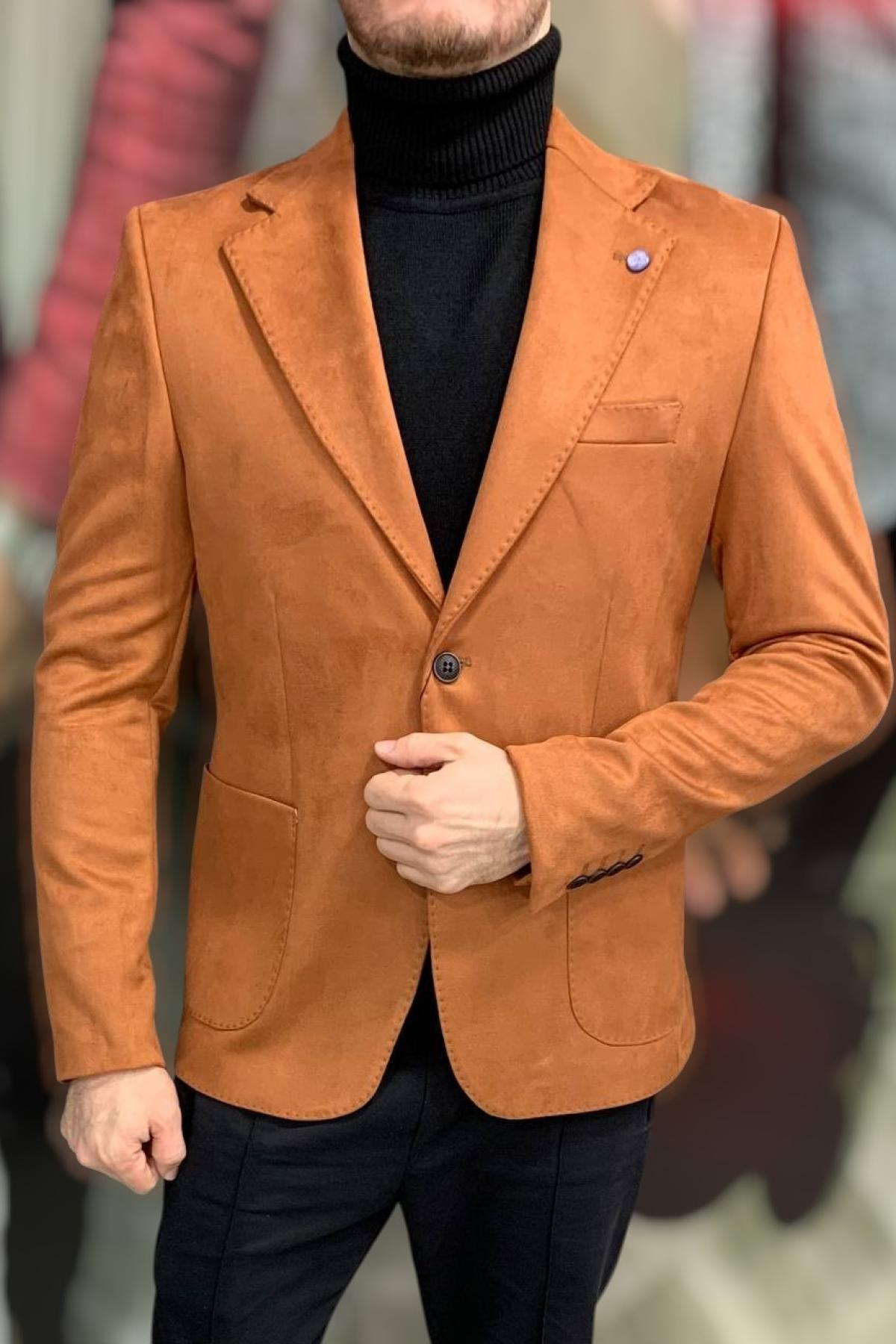 Wholesale Men Ochre Suede Jacket 720186