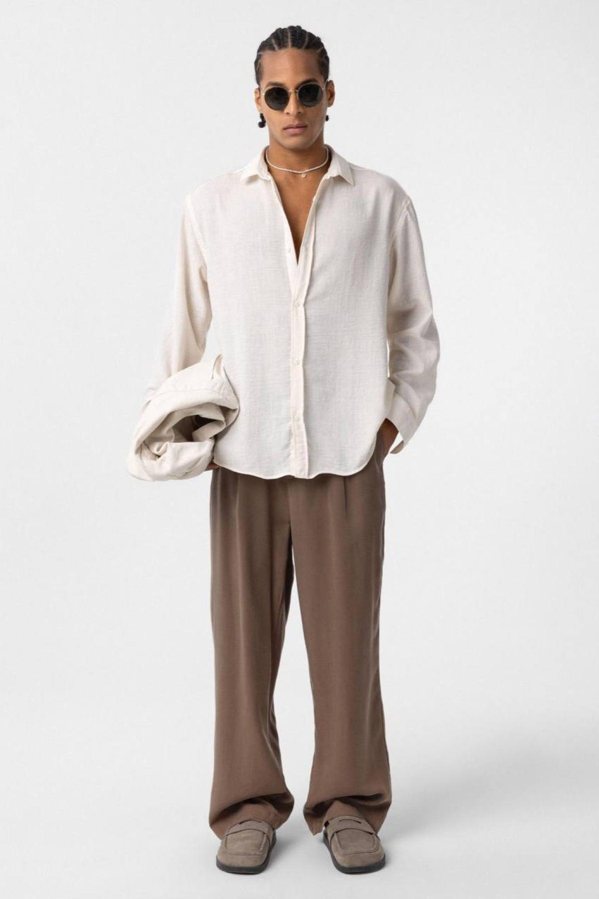 Wholesale Men Off White Oversize Shirt 731269