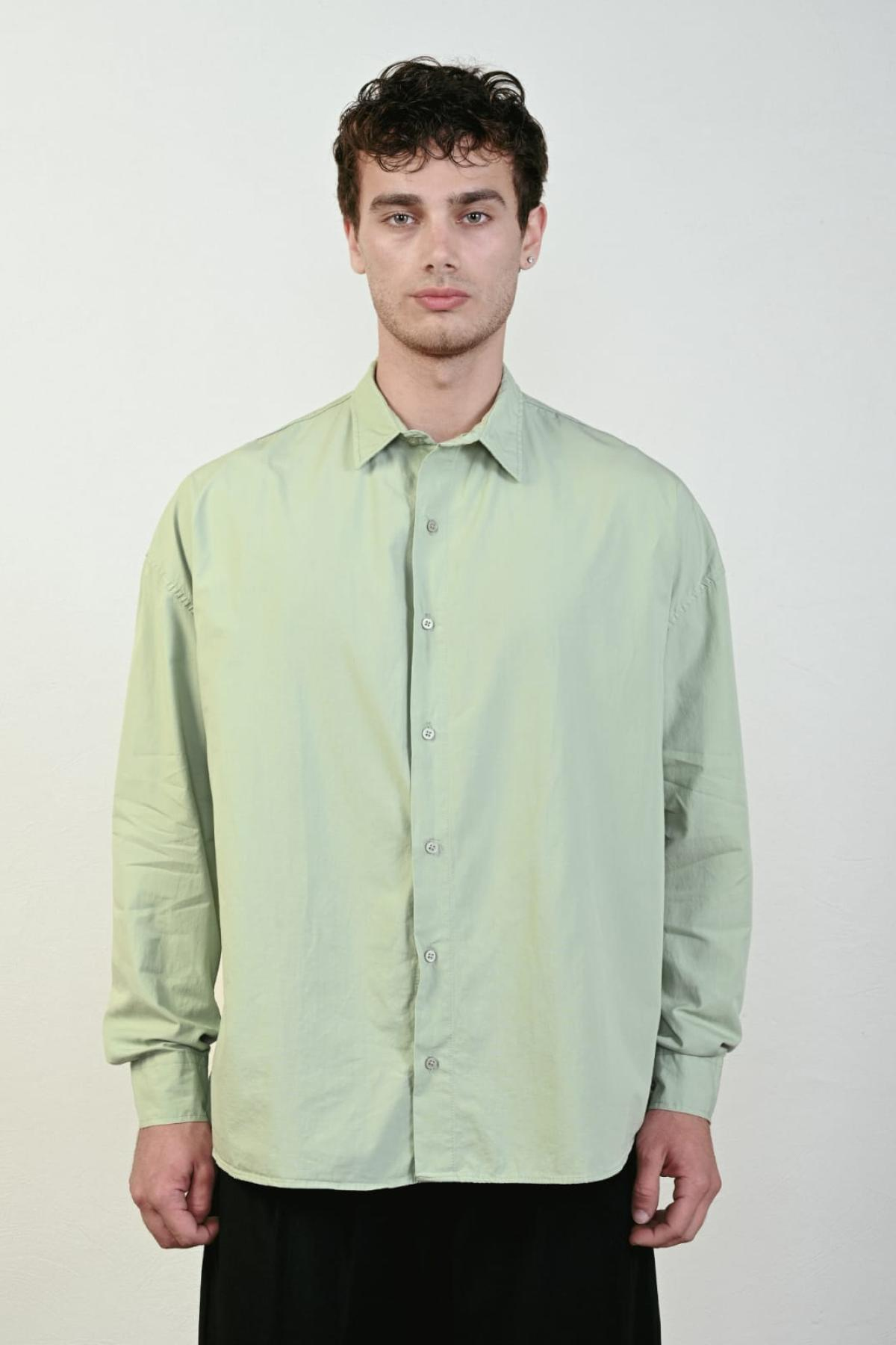 Wholesale Men Pastel Mint Long-Sleeve Shirt 739140