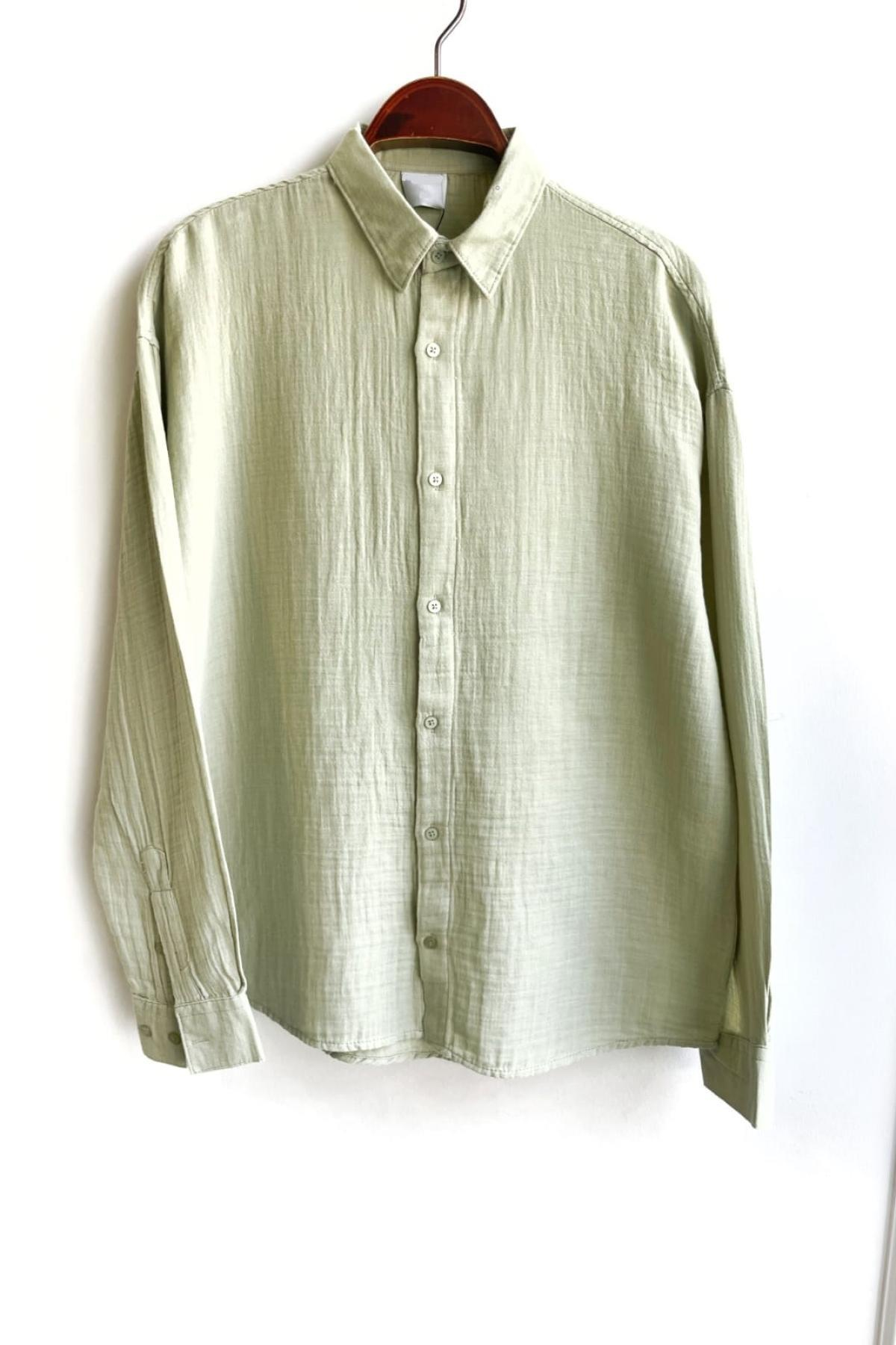 Wholesale Men Pastel Mint Long-Sleeve Shirt 739160