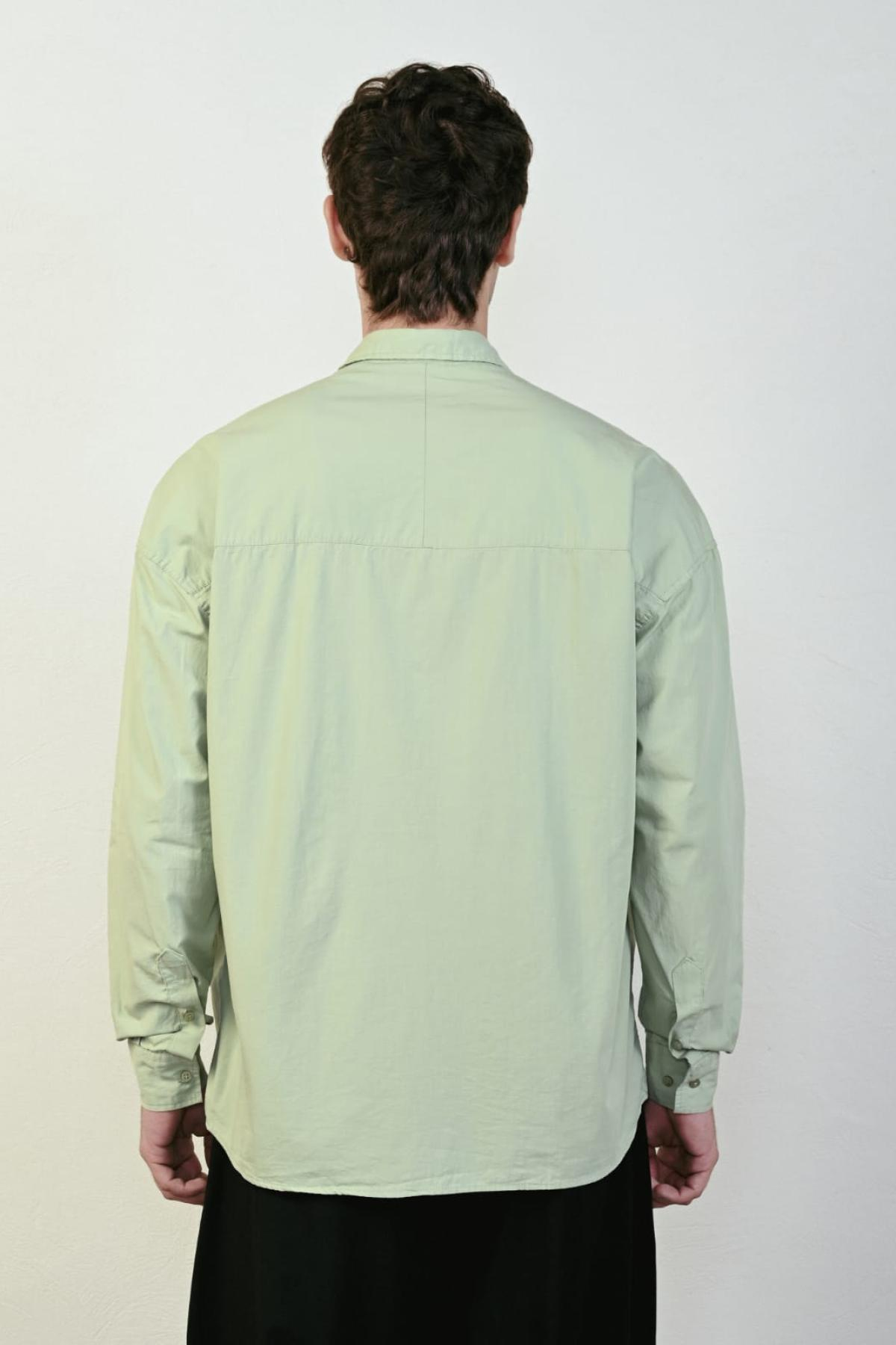 Wholesale Men Pastel Mint Long-Sleeve Shirt 739140