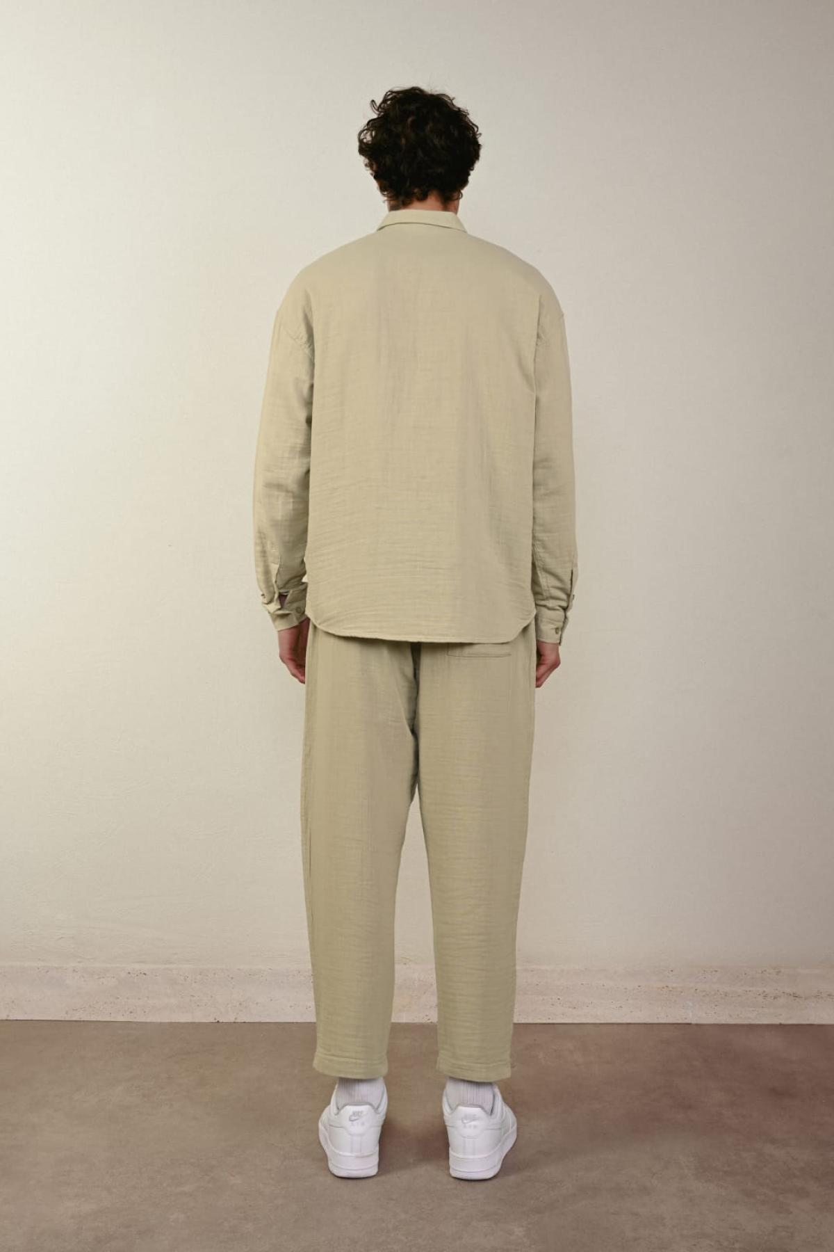 Wholesale Men Pastel Mint Long-Sleeve Shirt 739148