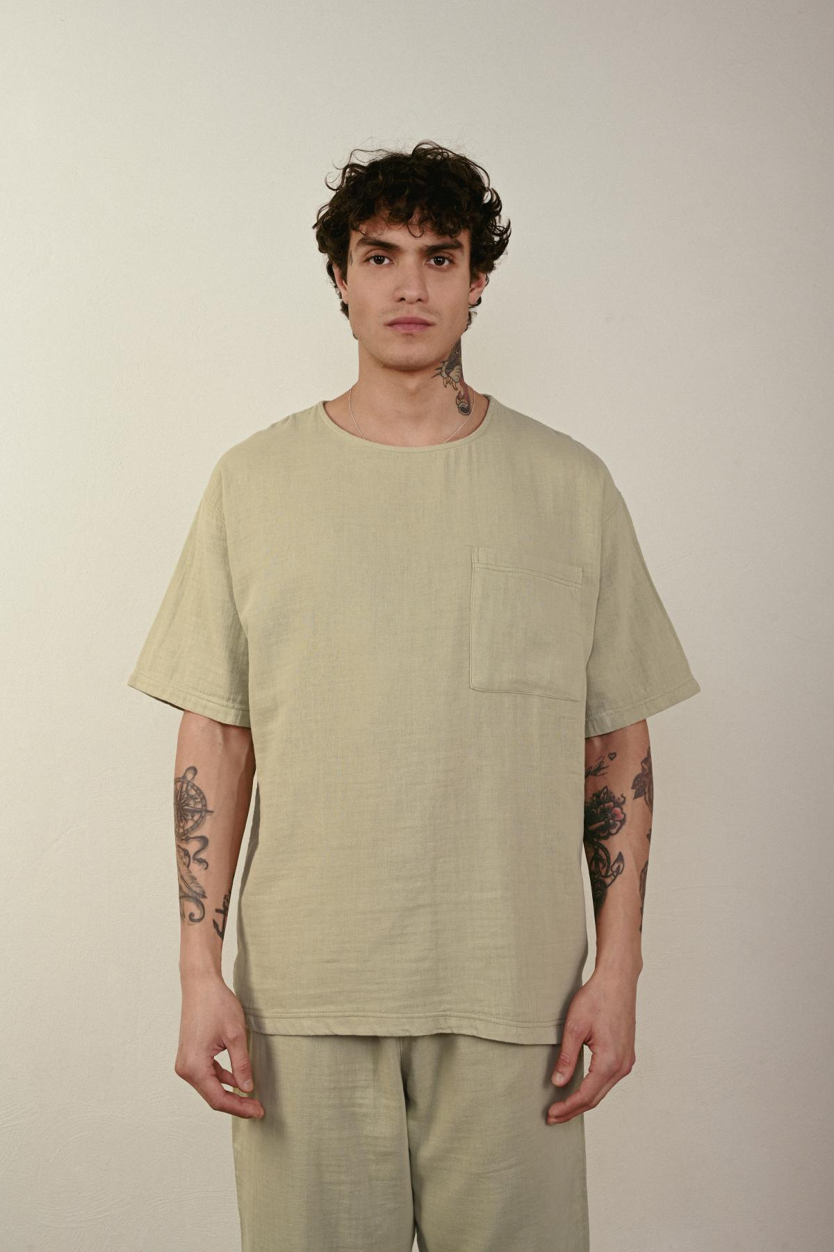 Wholesale Men Pastel Mint T-shirt 721549
