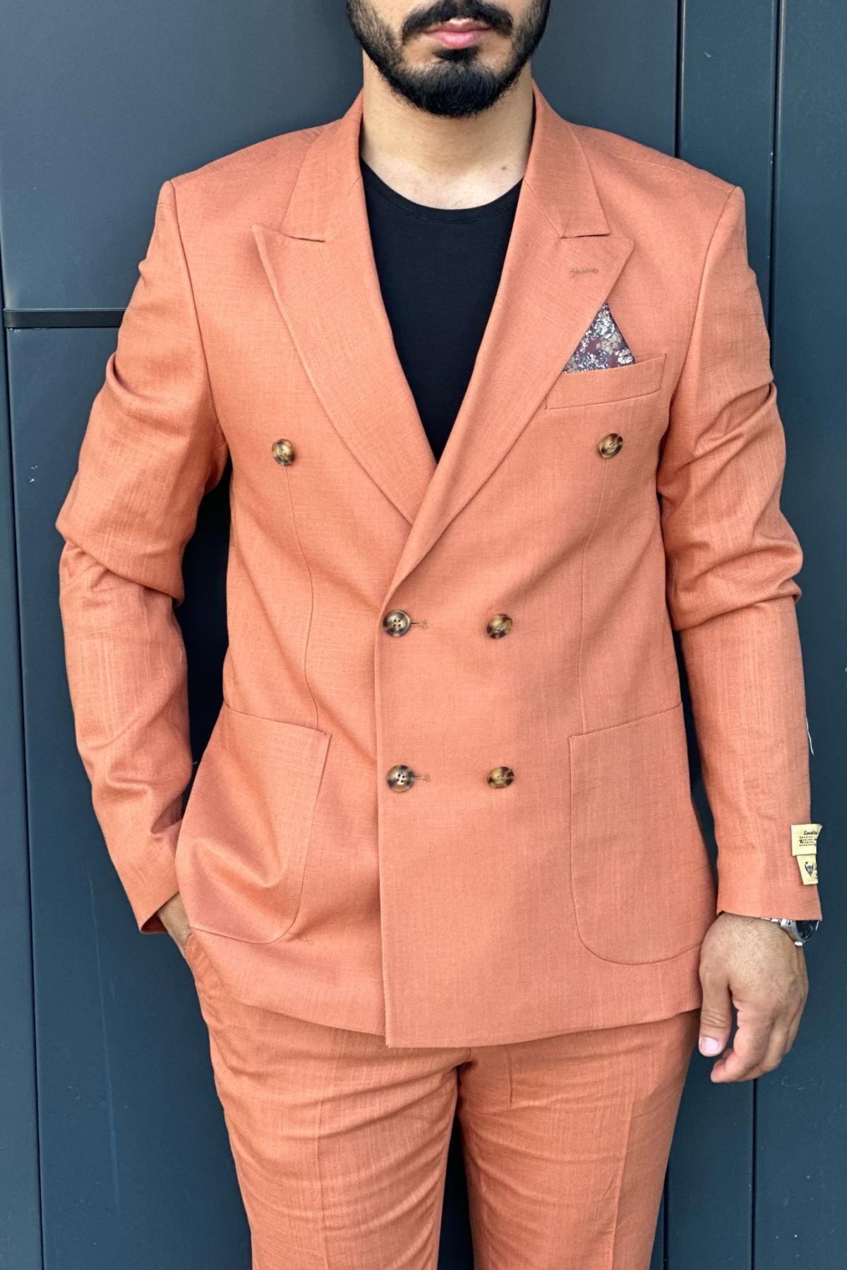 Wholesale Men Peach Two-Piece Suit 739072