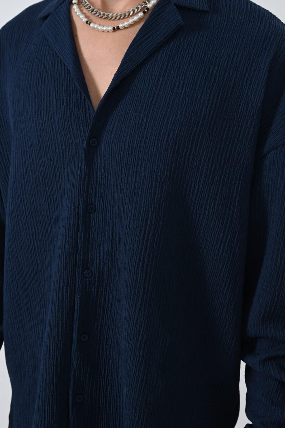 Wholesale Men Petrol Long-Sleeve Shirt 739114