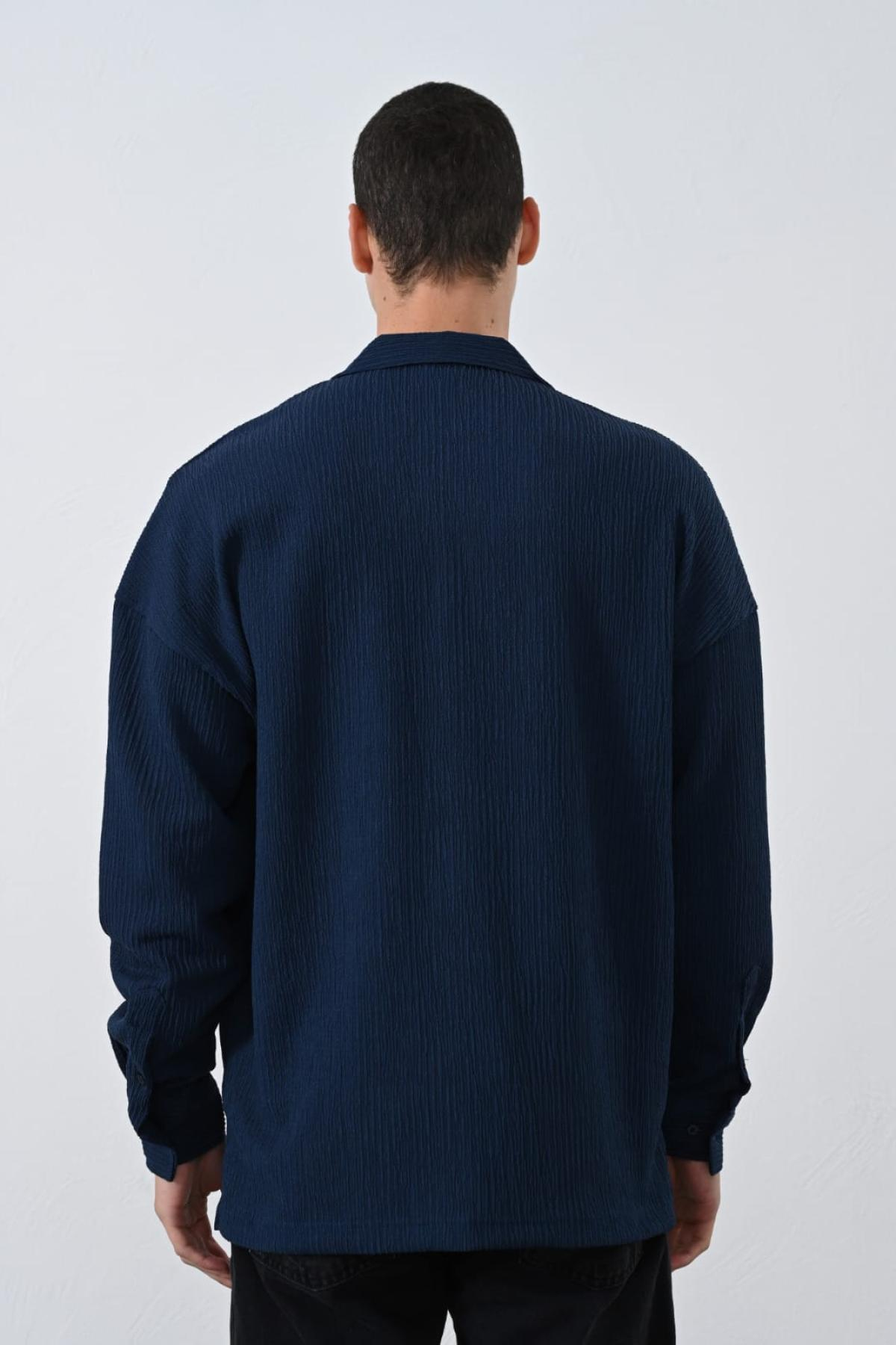 Wholesale Men Petrol Long-Sleeve Shirt 739114