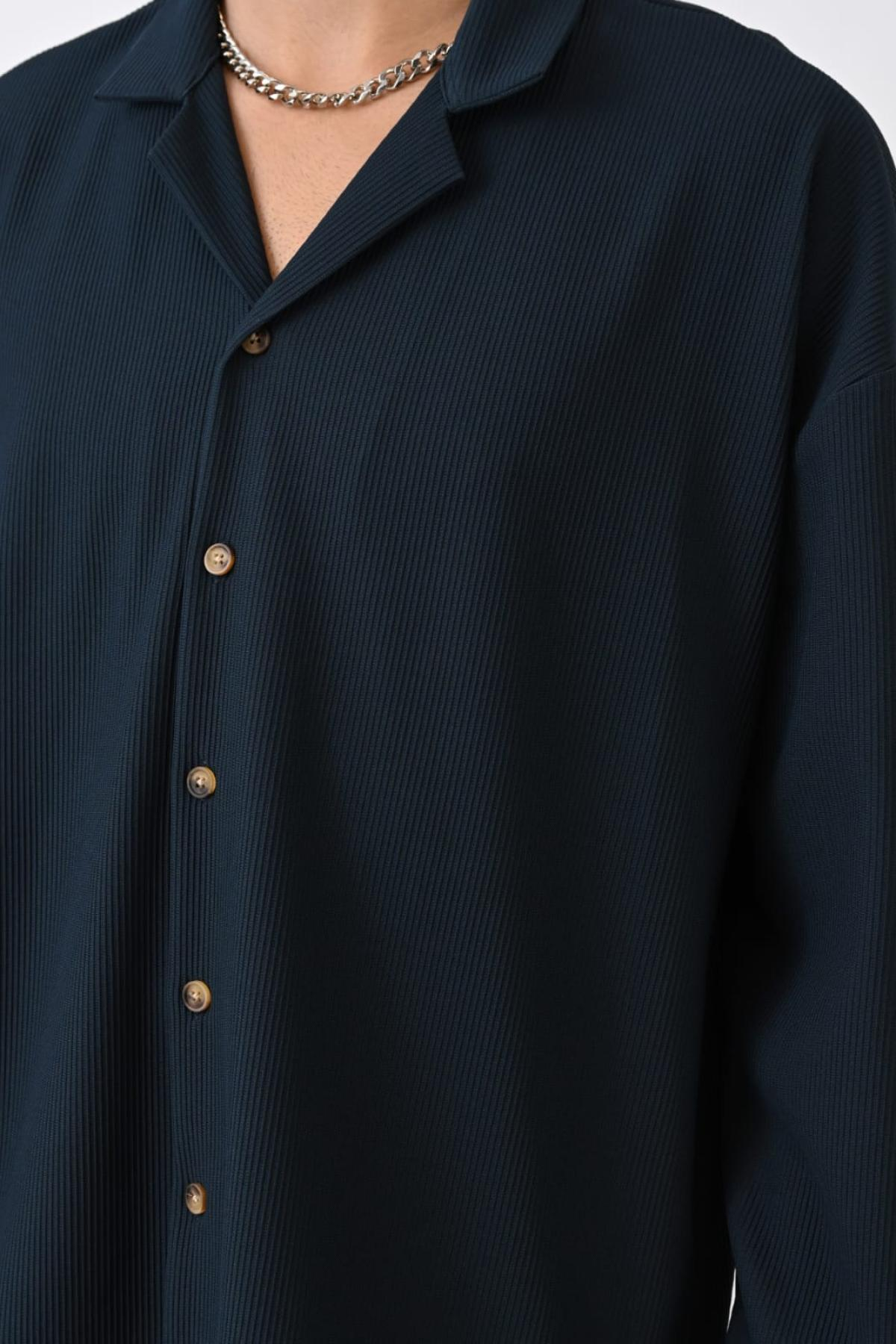 Wholesale Men Petrol Long-Sleeve Shirt 739096