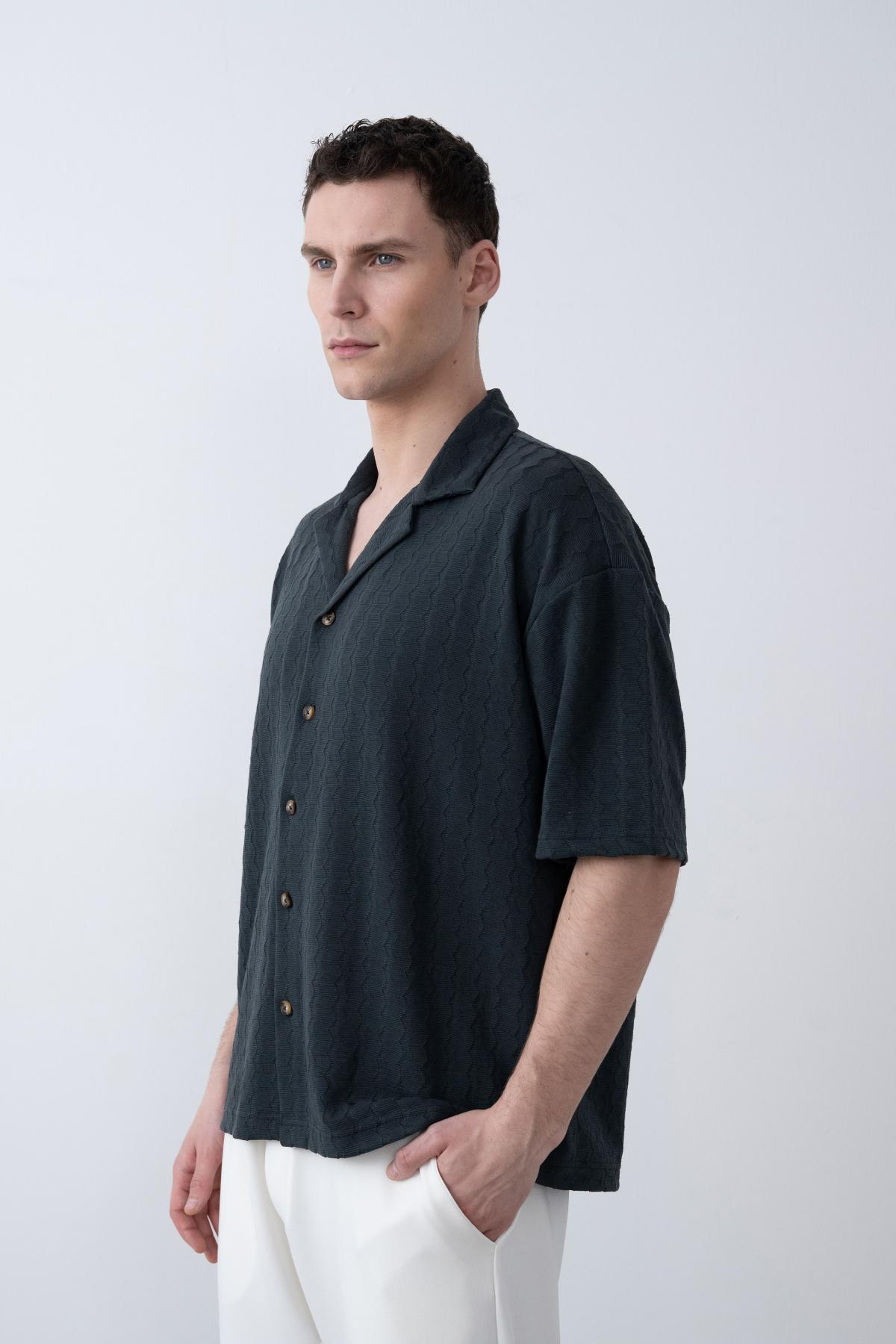 Wholesale Men Petrol Shirt 730304