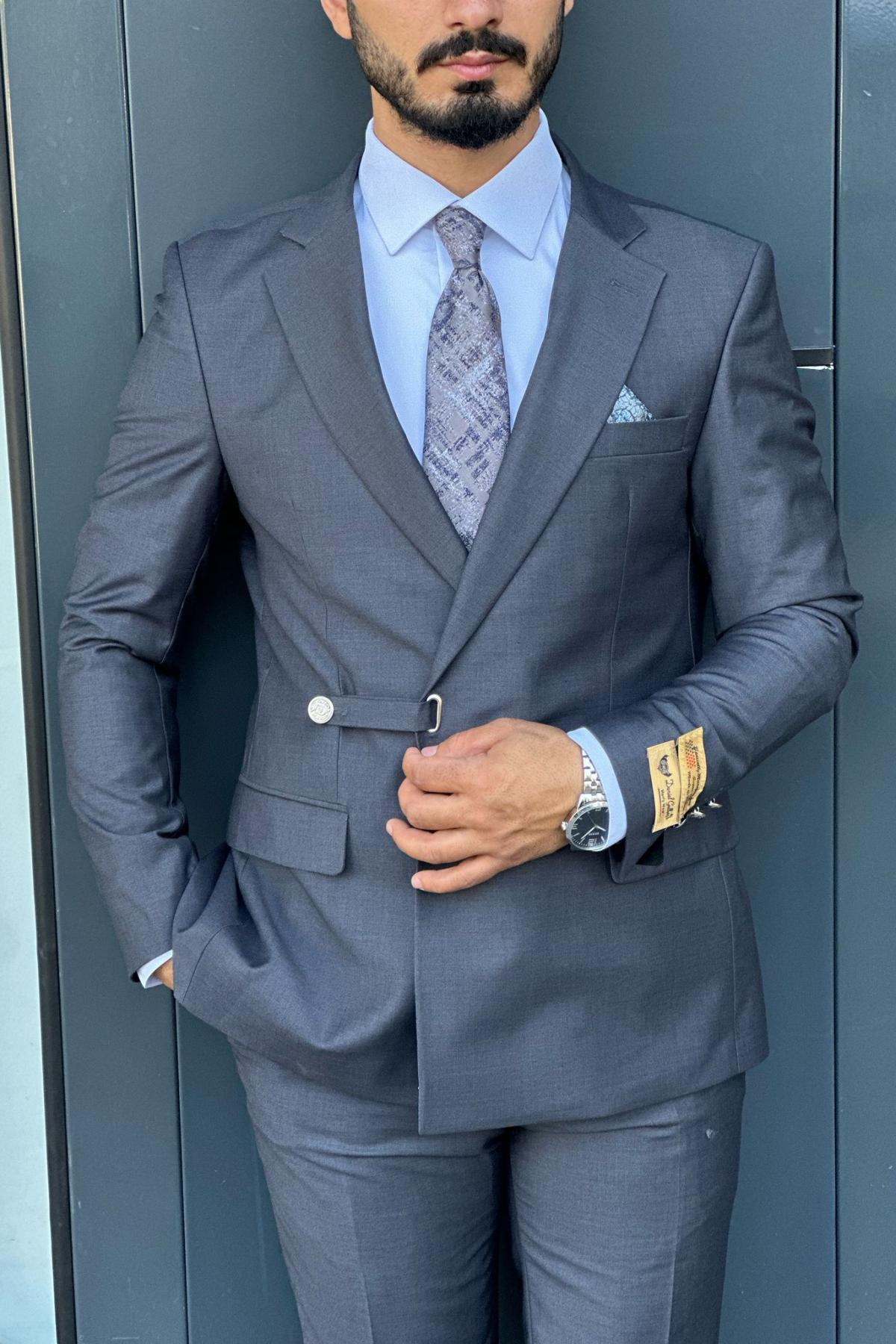 Wholesale Men Plus Size Anthracite Two-Piece Suit 738976