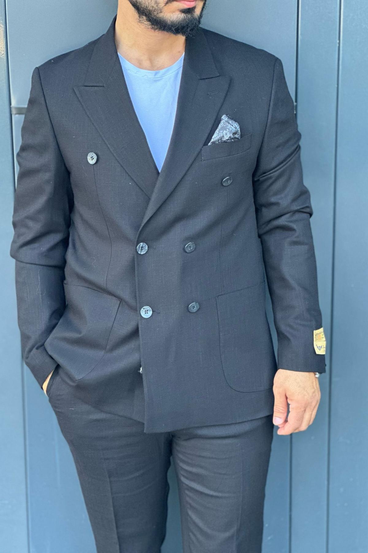 Wholesale Men Plus Size Black Two-Piece Suit 739081