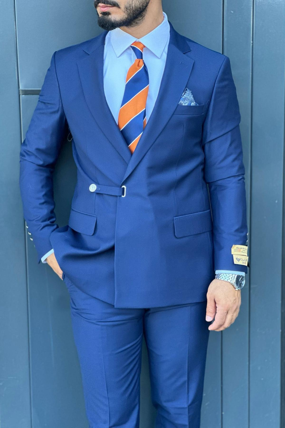 Wholesale Men Plus Size Light Navy Two-Piece Suit 738972