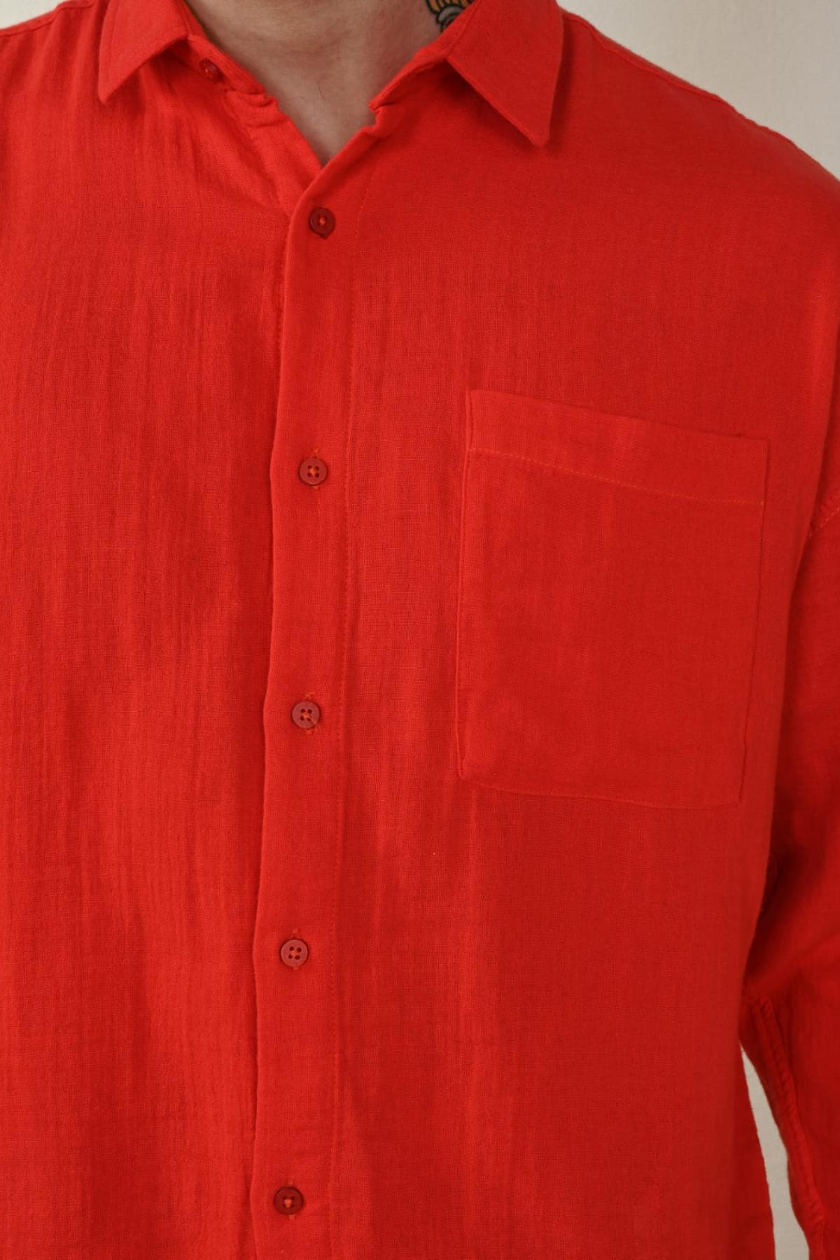 Wholesale Men Red Long-Sleeve Shirt 739153
