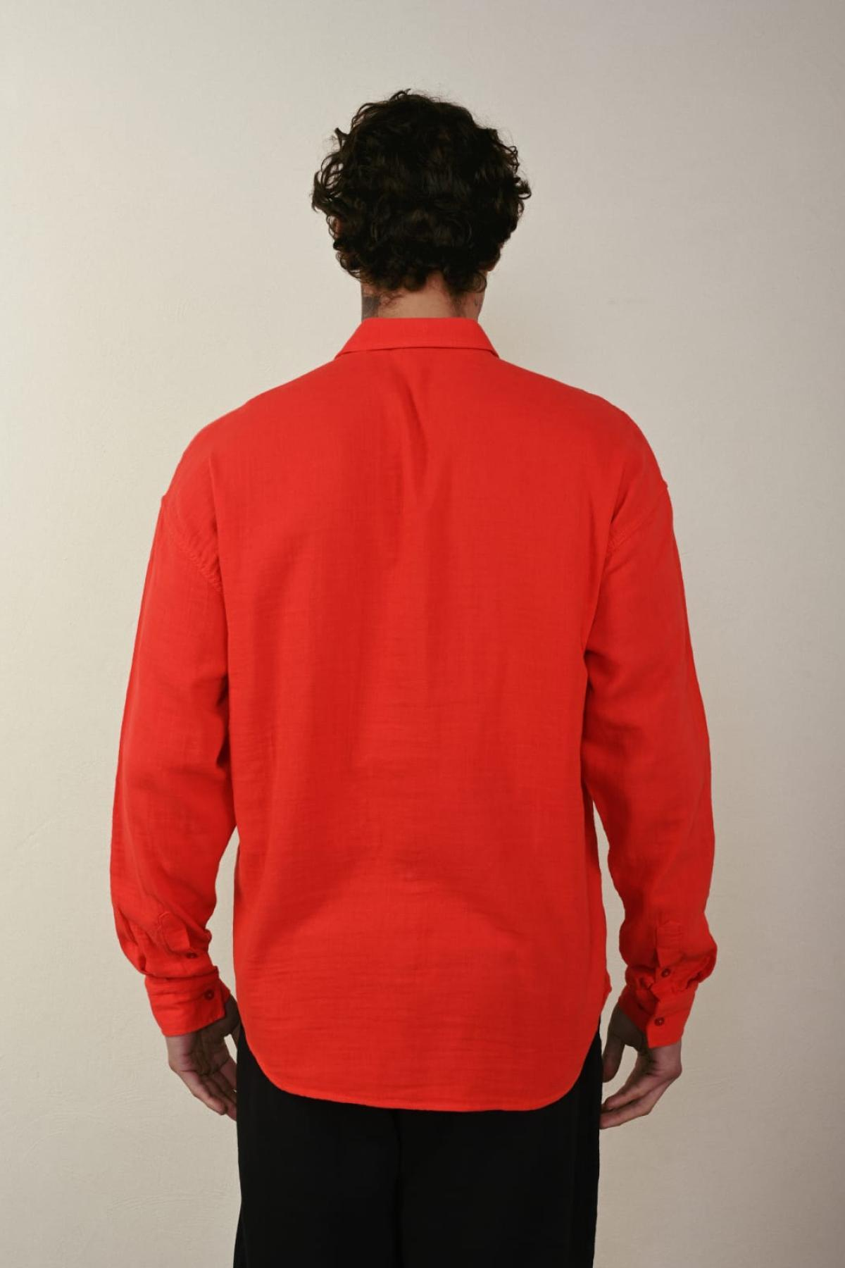 Wholesale Men Red Long-Sleeve Shirt 739153