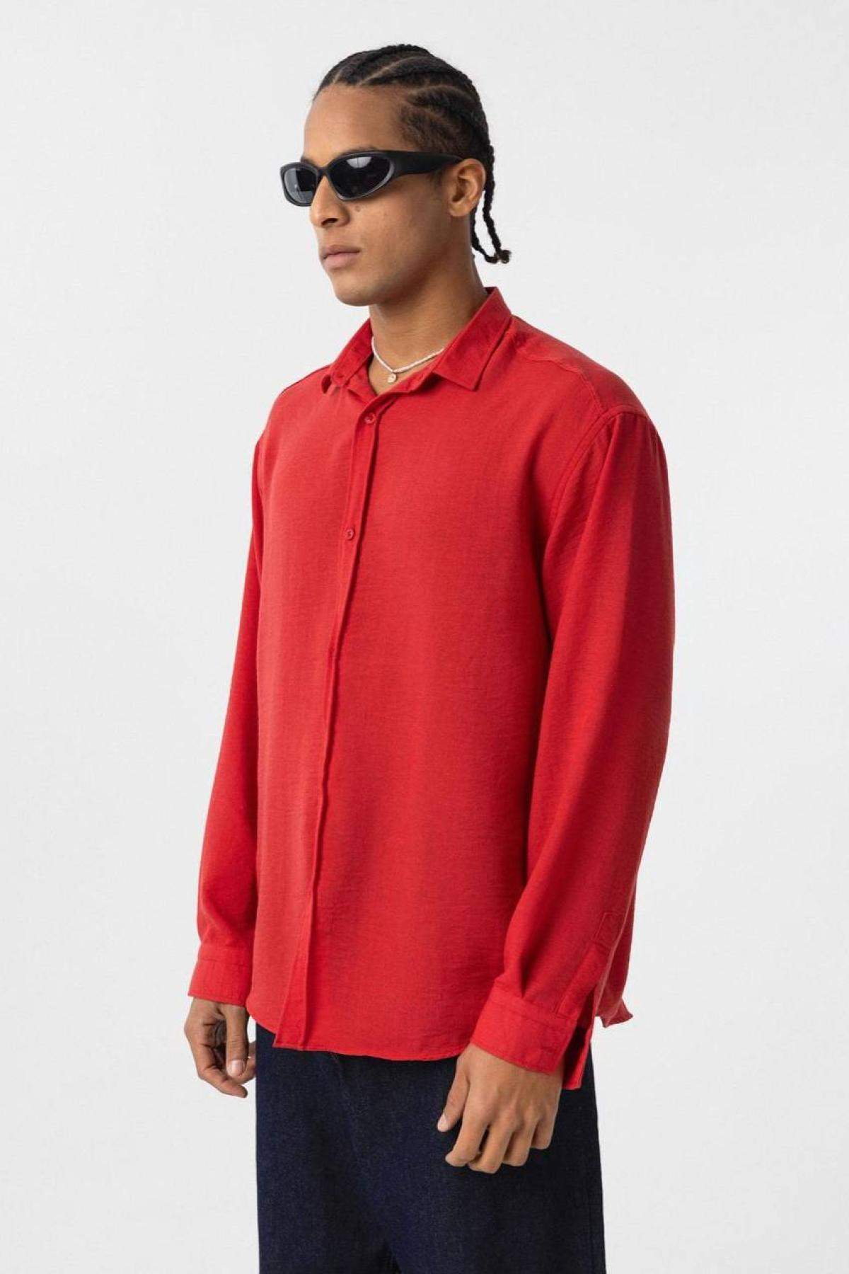 Wholesale Men  Red Oversize Shirt 731275