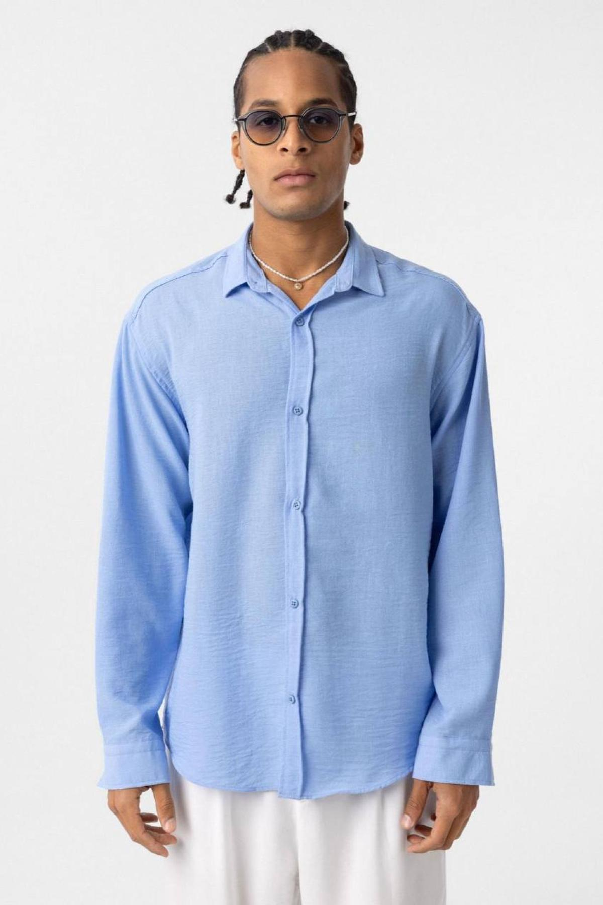 Wholesale Men  Sky Blue Oversize Shirt 731273