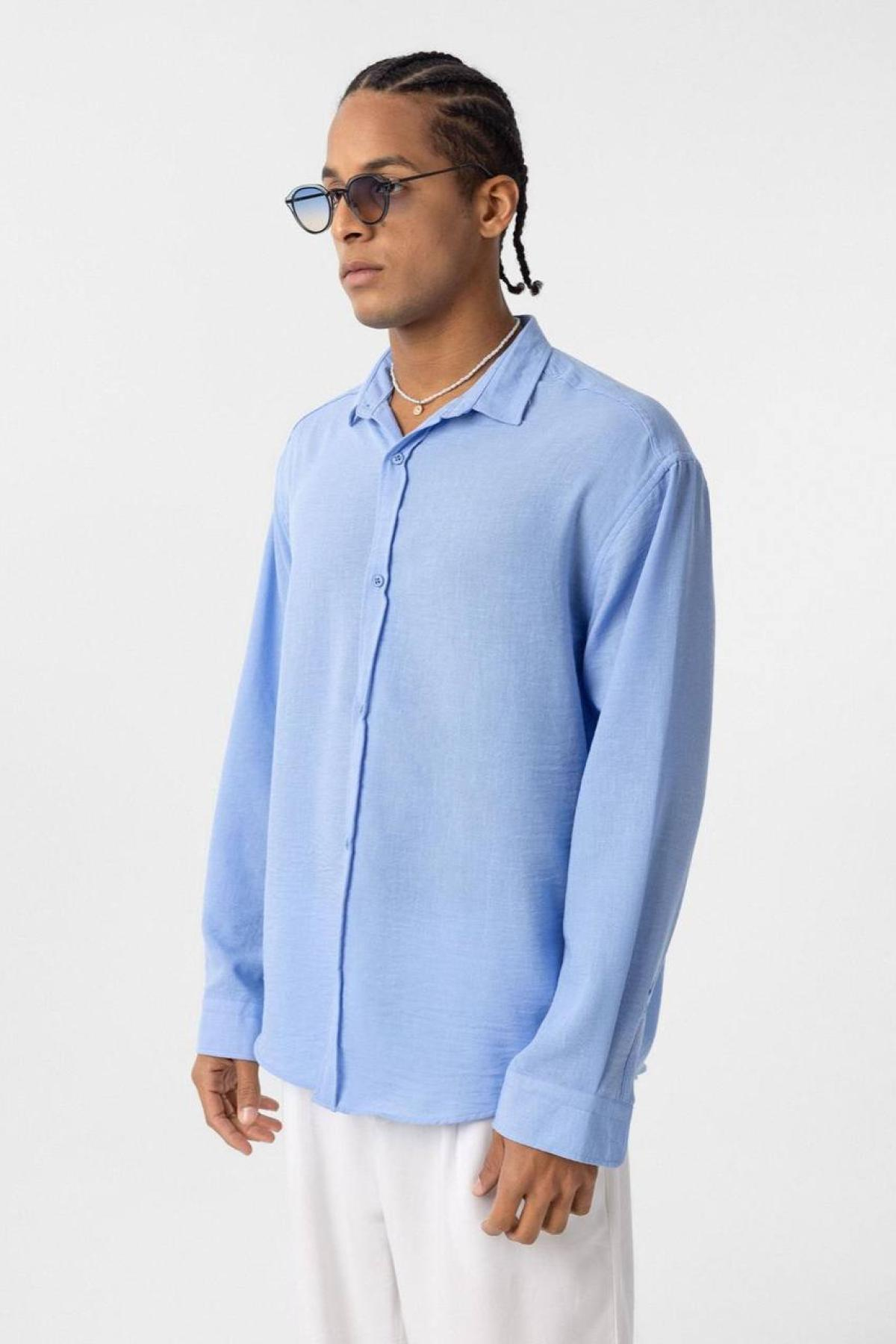 Wholesale Men  Sky Blue Oversize Shirt 731273