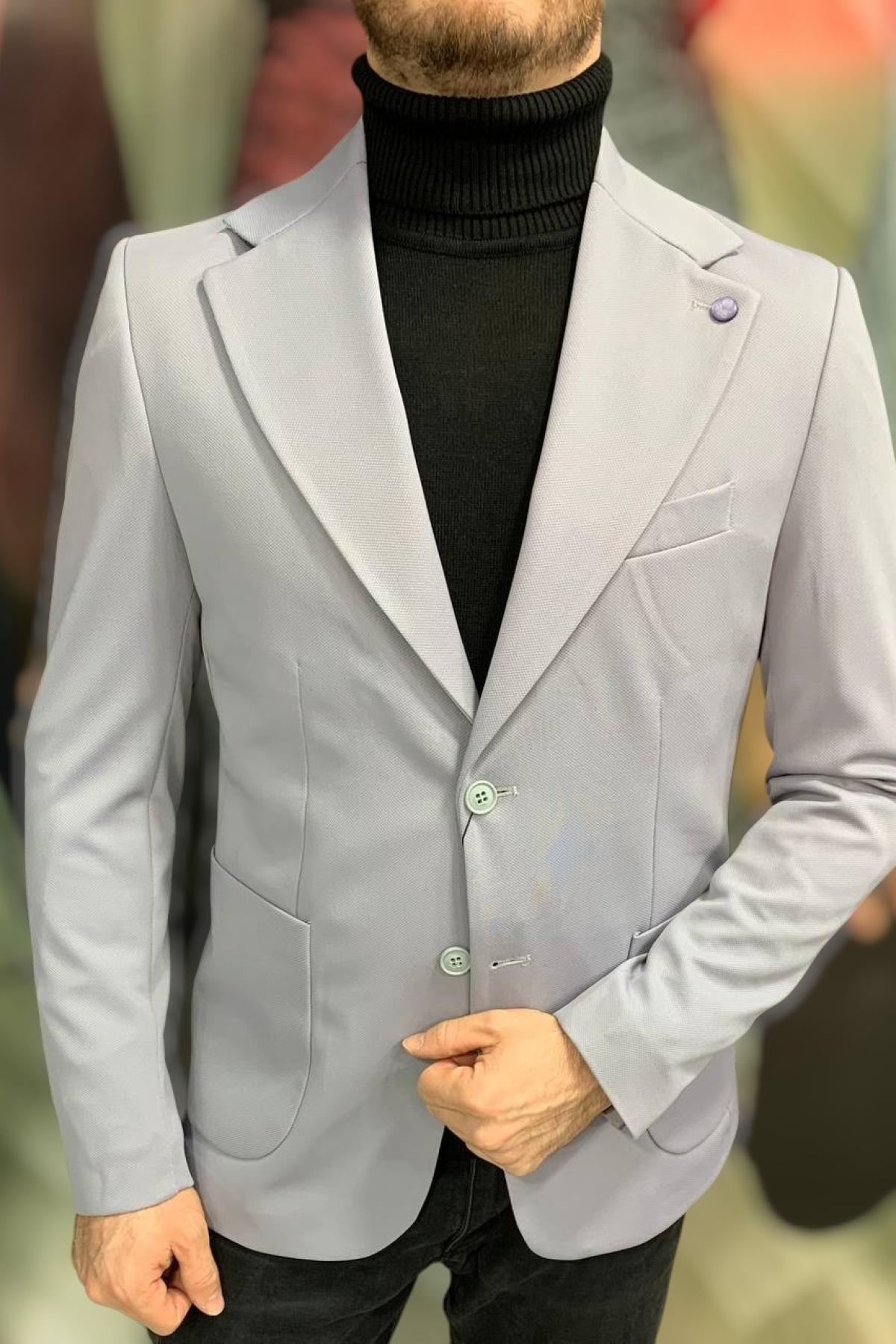 Wholesale Men Stone Single Breasted Blazer Jacket 720205
