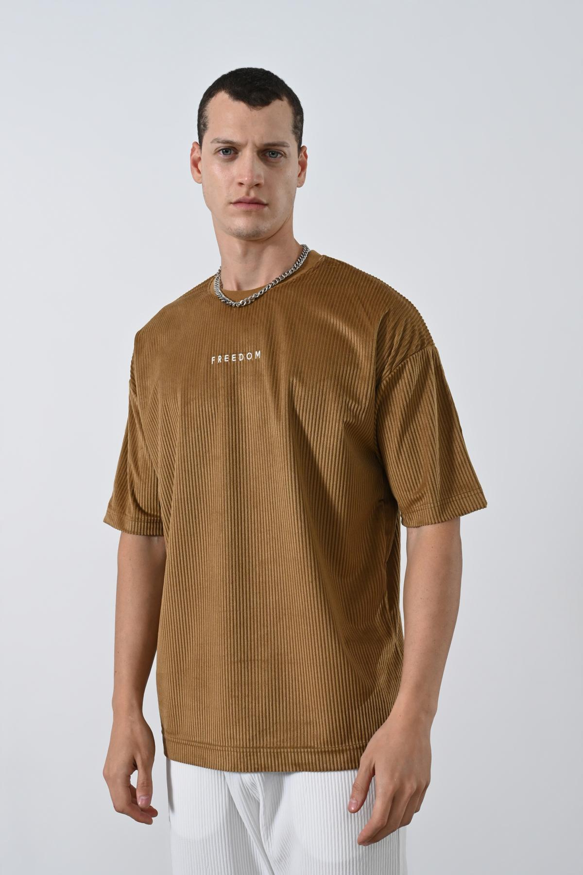 Wholesale Men Tobacco Brown T-shirt 721402