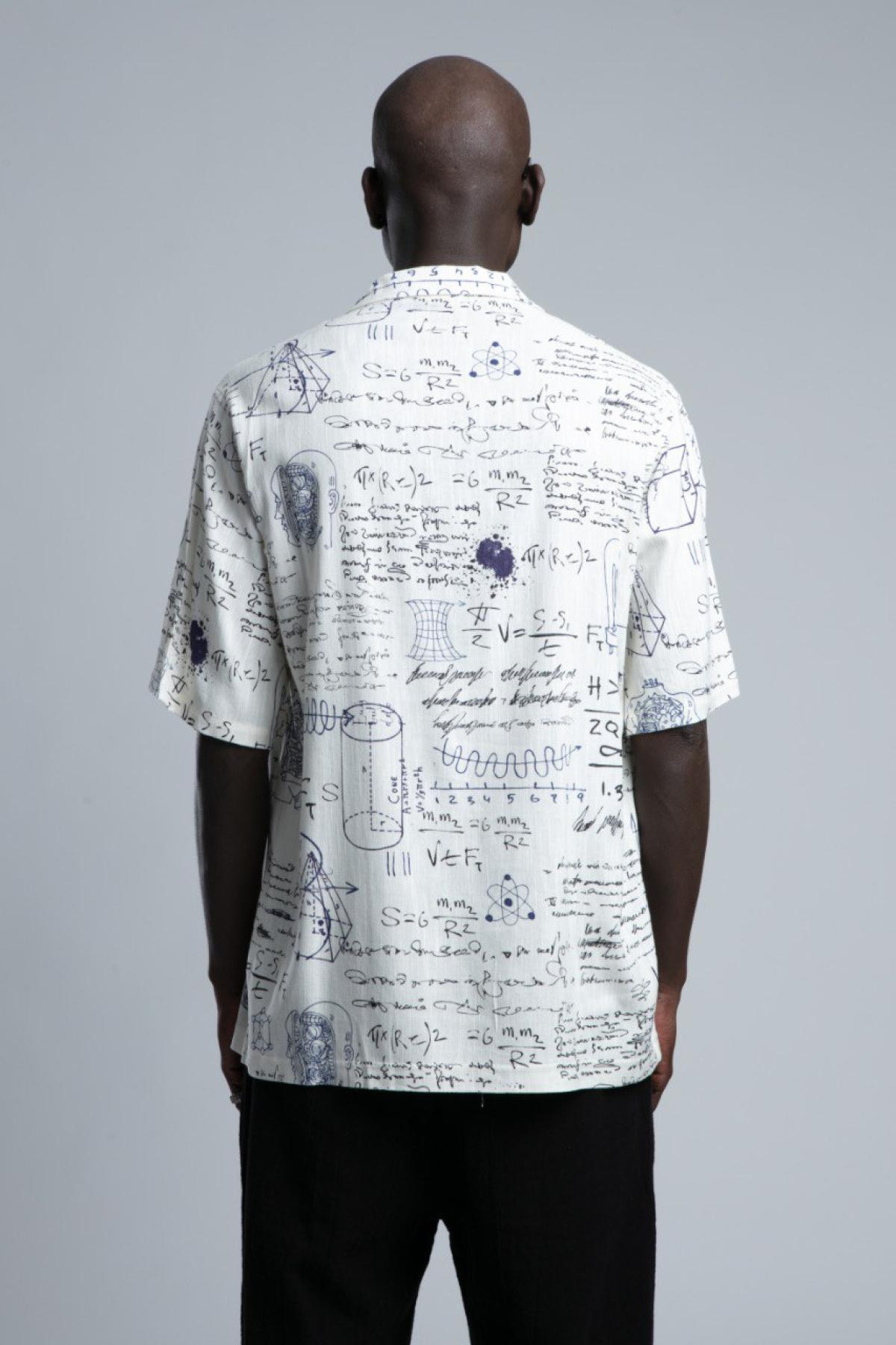 Wholesale Men White Printed Short Sleeve Shirt 729984