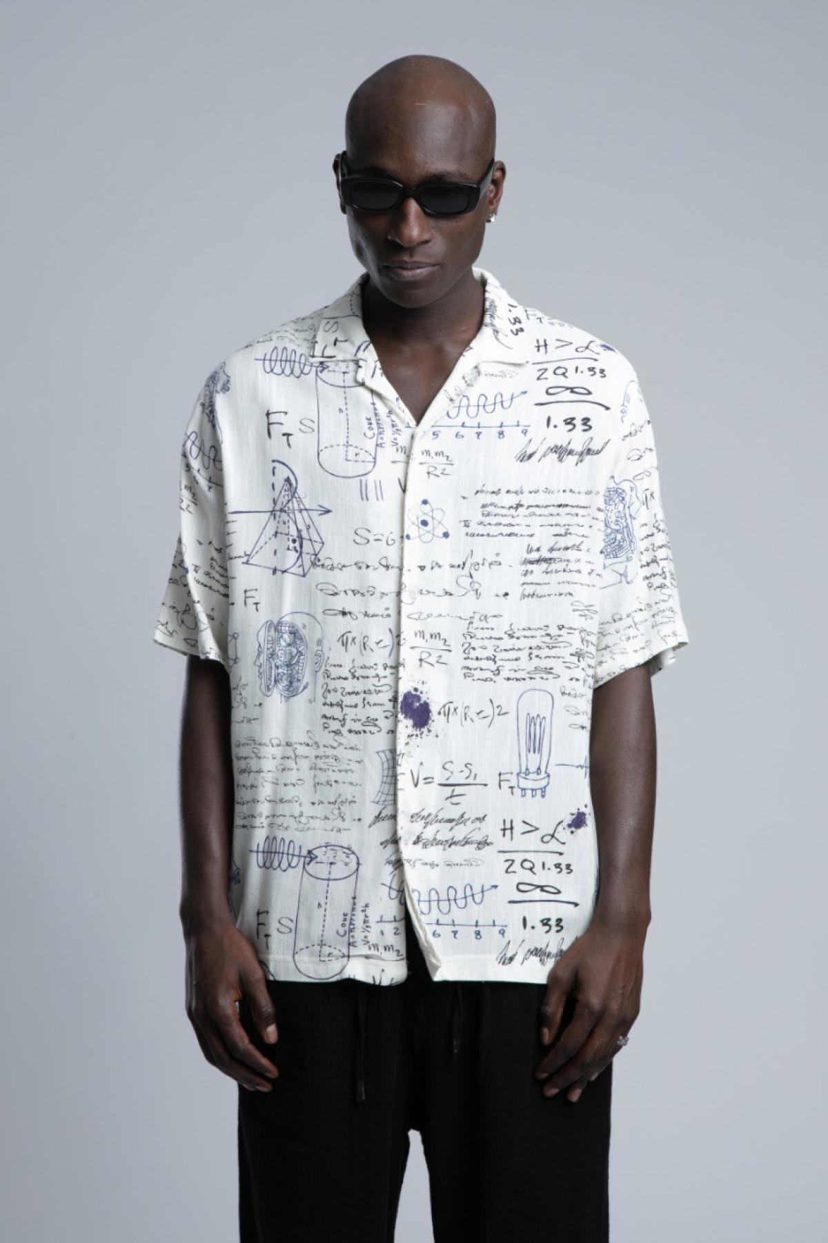 Wholesale Men White Printed Short Sleeve Shirt 729984