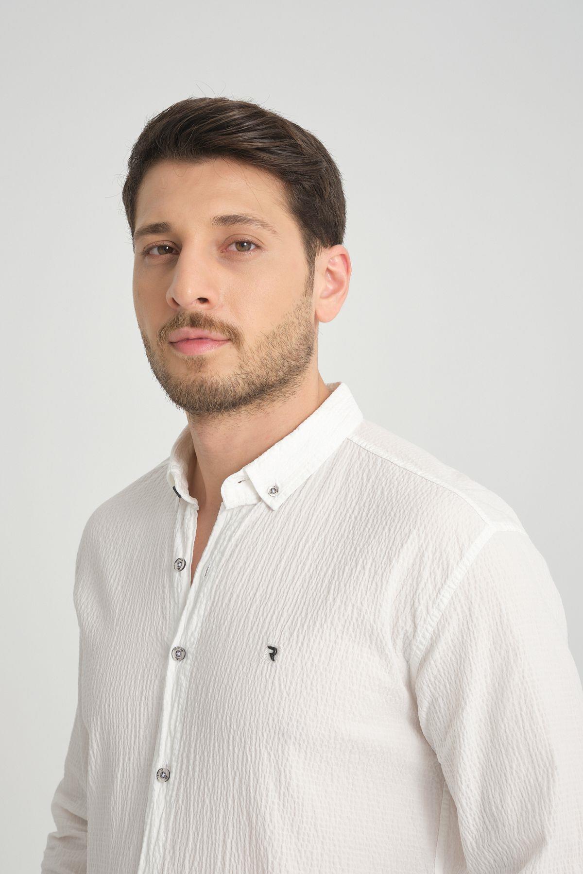 Wholesale Men's 100% Cotton Regular Fit Summer Patterned Shirt  