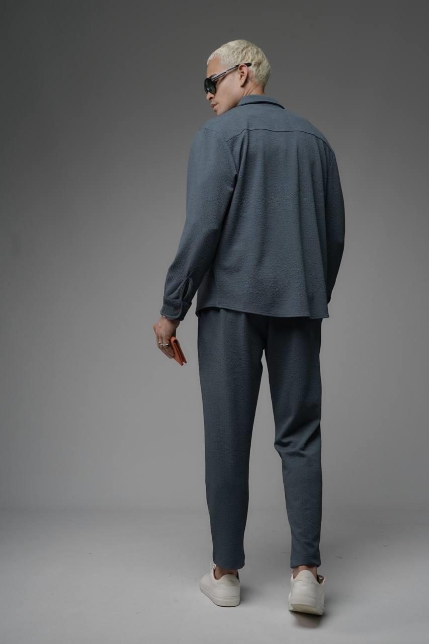 Wholesale Men's Anthracite Shirt and Trouser Suit 1690W26-152