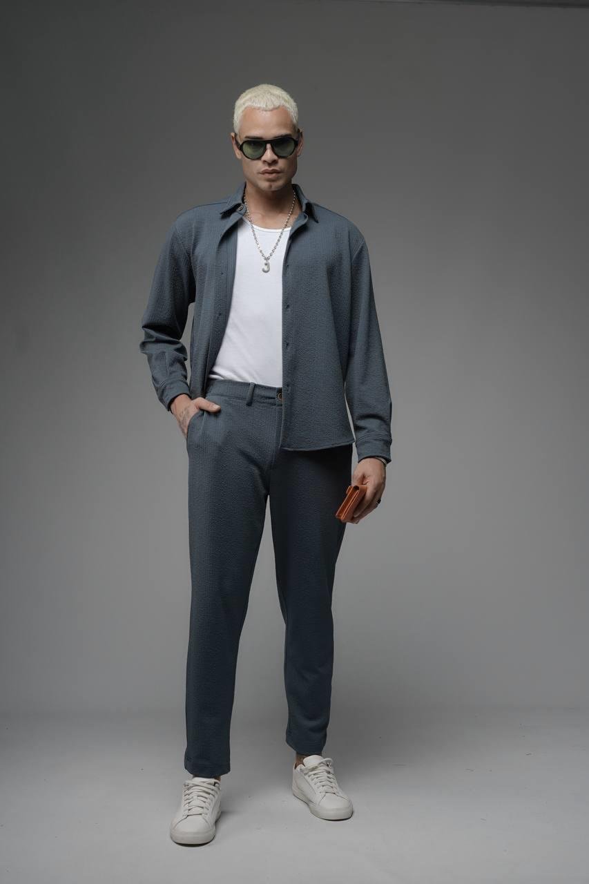 Wholesale Men's Anthracite Shirt and Trouser Suit 1690W26-152