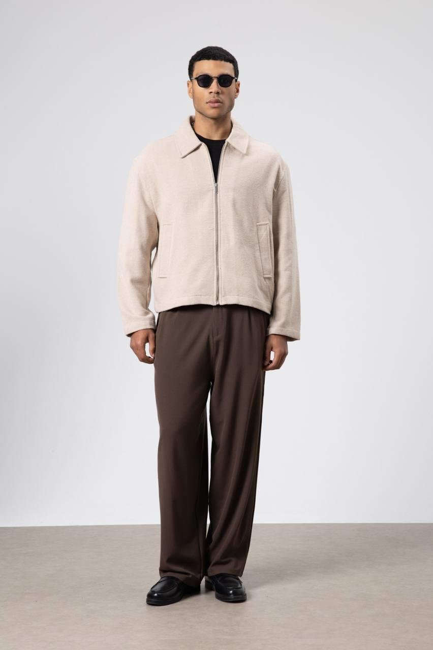 Wholesale Men's Beige Zip-Up Jacket  1604W26-V50-12