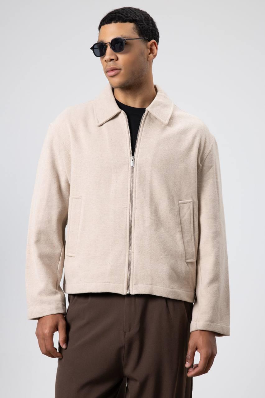 Wholesale Men's Beige Zip-Up Jacket  1604W26-V50-12