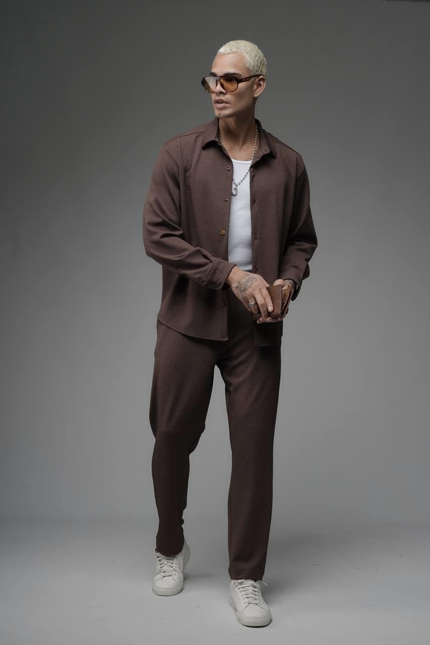 Wholesale Men's Brown Shirt and Trouser Suit 1690W26-152