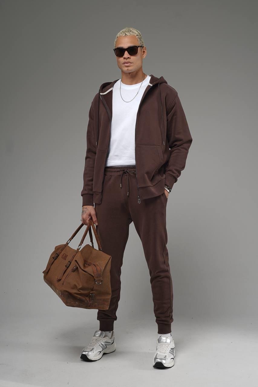 Wholesale Men's Brown Tracksuit 1690W26-121