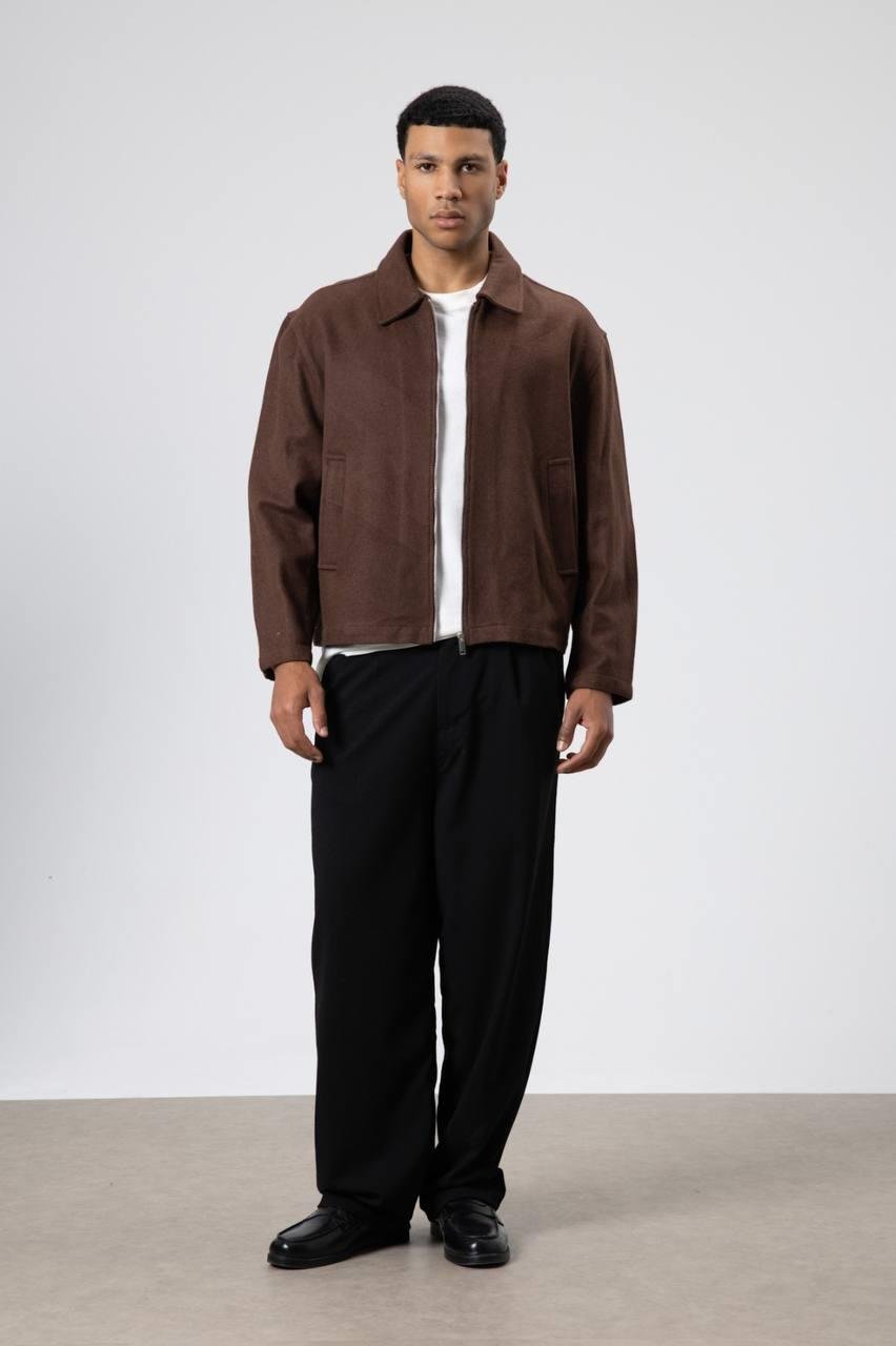 Wholesale Men's Brown Zip-Up Jacket  1604W26-V50-12