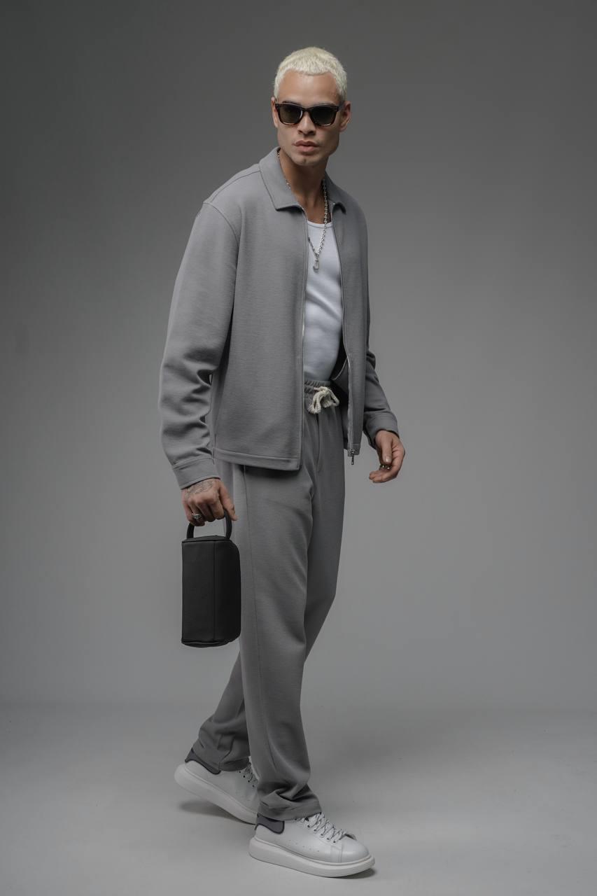 Wholesale Men's Gray Zip-Up Suit  1690W26-112
