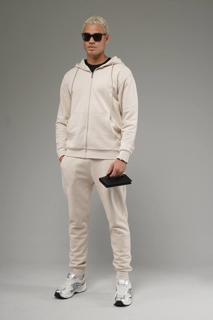 Wholesale Men's Light Beige Tracksuit 1690W26-121
