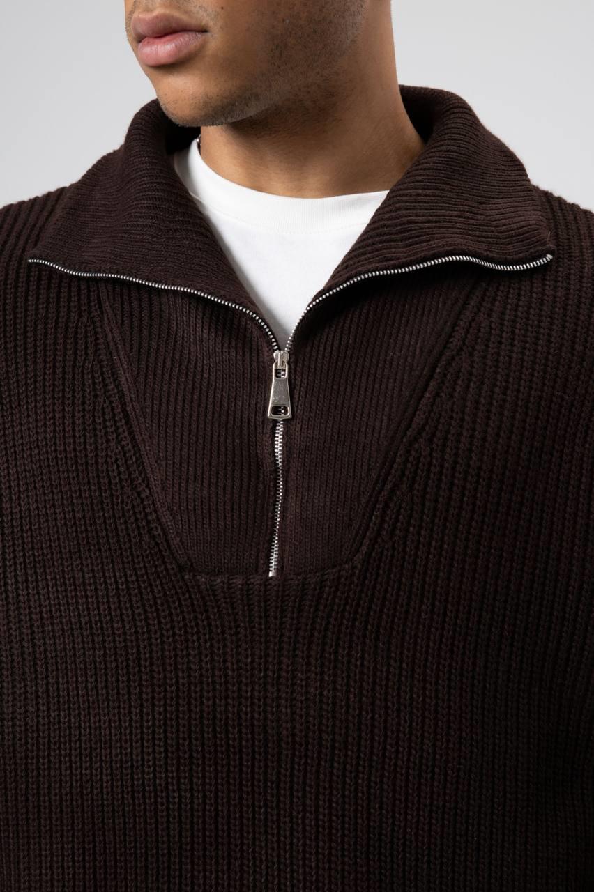 Wholesale Men's Light Brown Half Zip-Up Sweatshirt  1604W26-V60-17