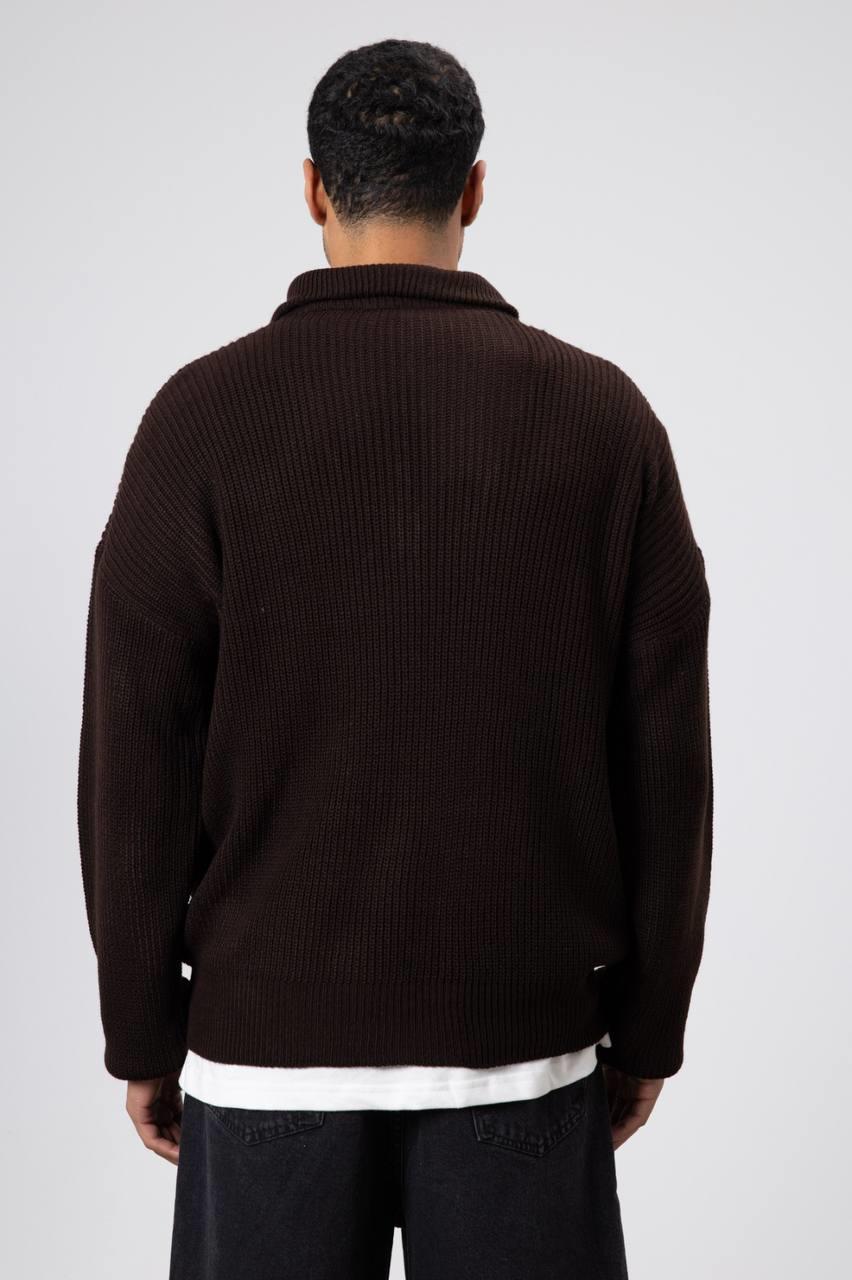 Wholesale Men's Light Brown Half Zip-Up Sweatshirt  1604W26-V60-17