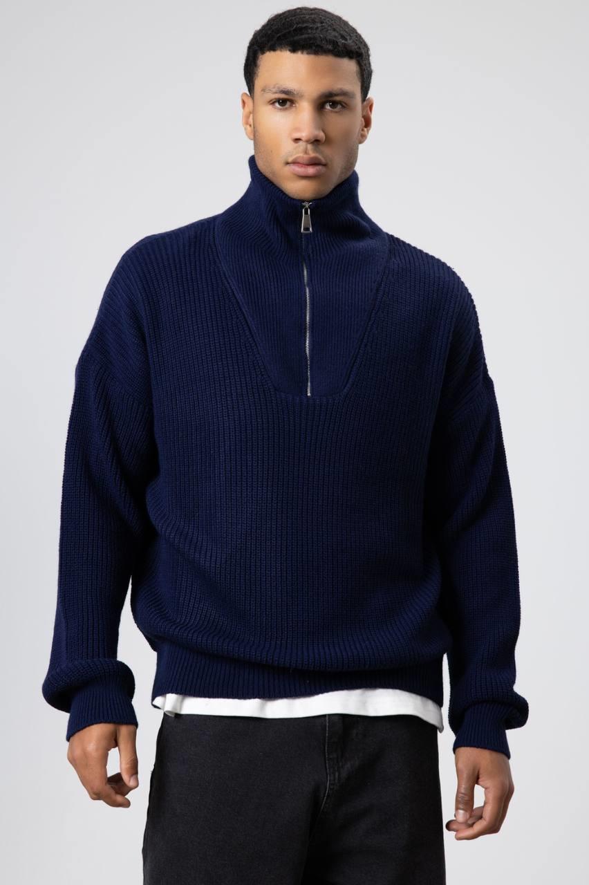 Wholesale Men's Navy Half Zip-Up Sweatshirt  1604W26-V60-17