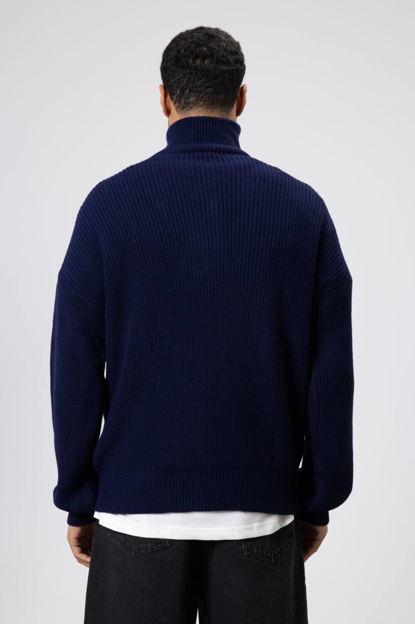 Wholesale Men's Navy Half Zip-Up Sweatshirt  1604W26-V60-17