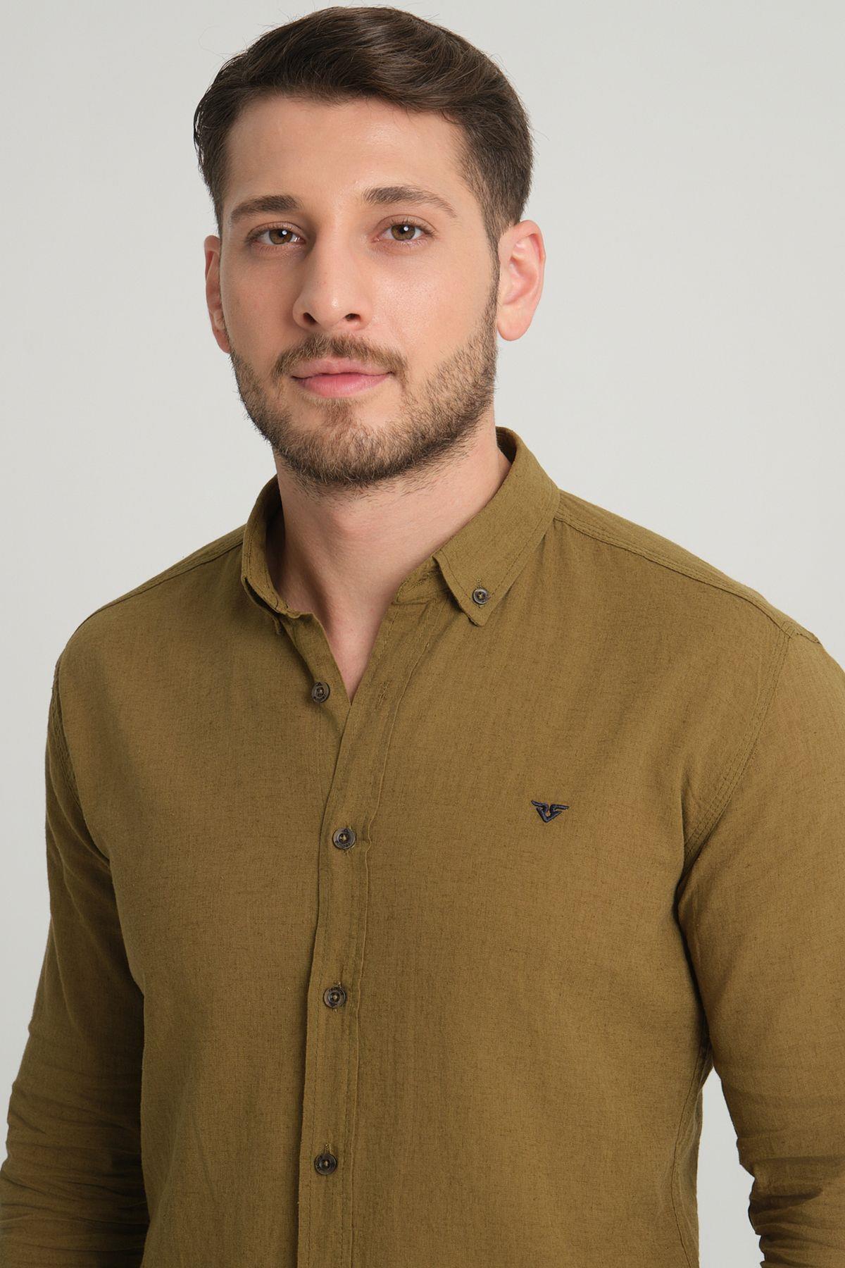 Wholesale Men's Washed Linen Basic Slim Fit Shirt 2198  