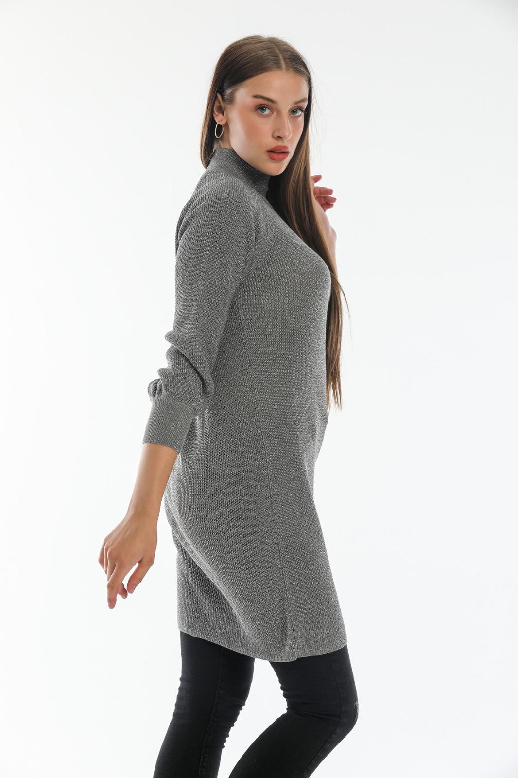 Wholesale Women Anthracite Glitter Knitted Mini Dresses 706432