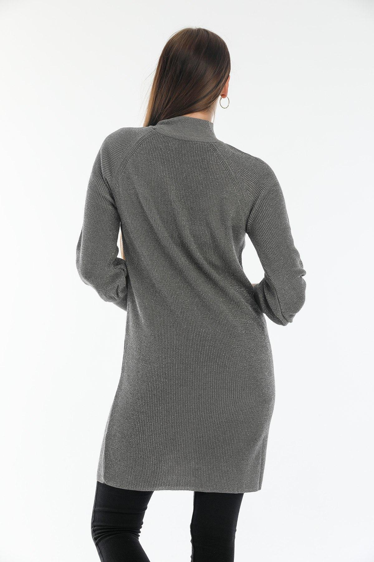 Wholesale Women Anthracite Glitter Knitted Mini Dresses 706432