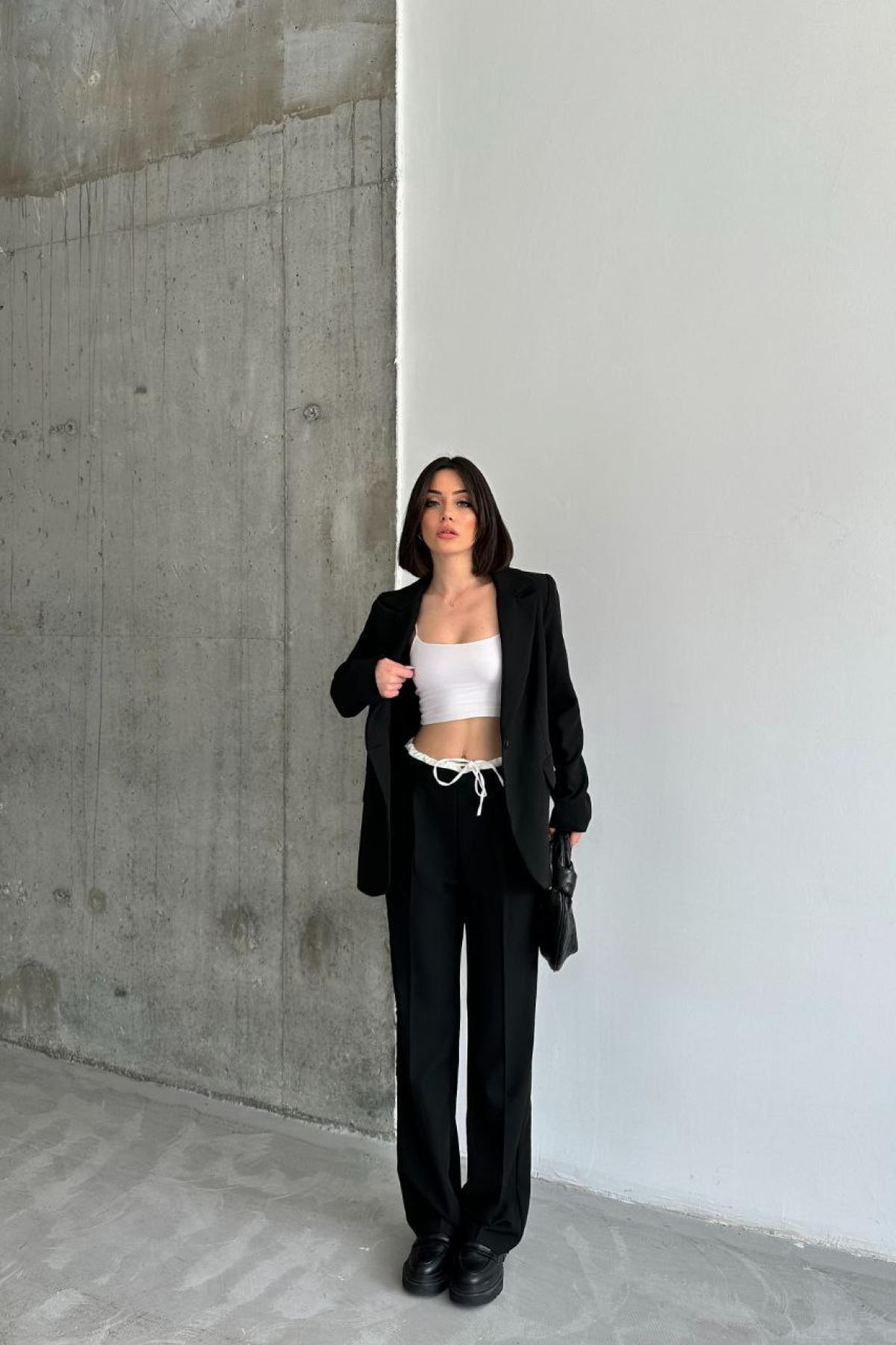 Wholesale Women Black Blazer and Pants Set 737266