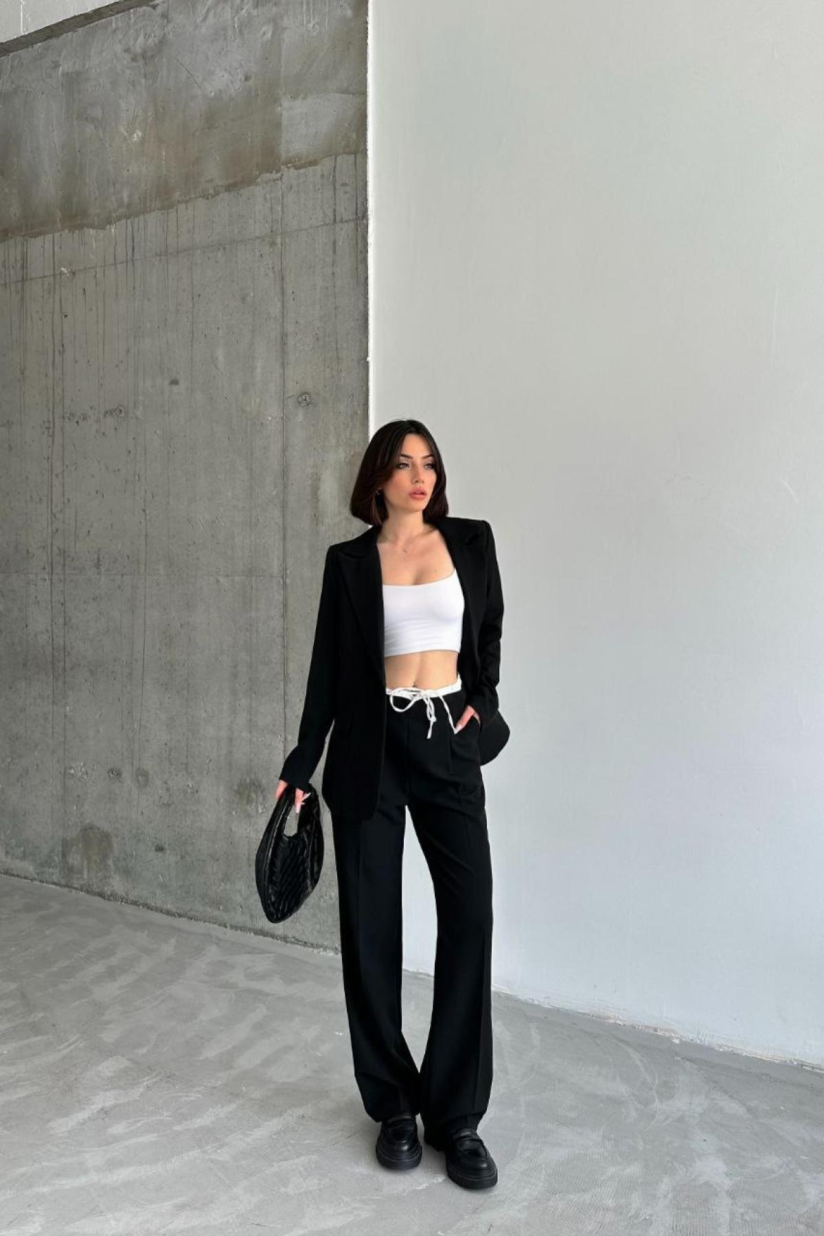 Wholesale Women Black Blazer and Pants Set 737266