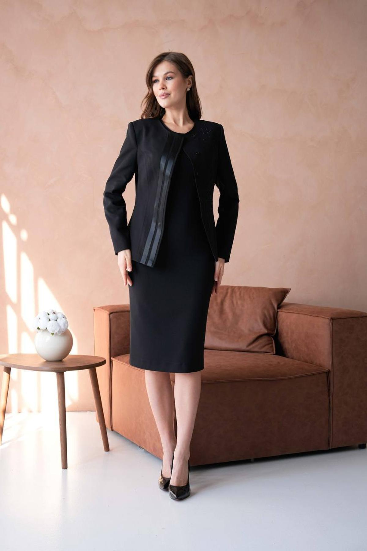 Wholesale Women Black Dress and Jacket Set 721231