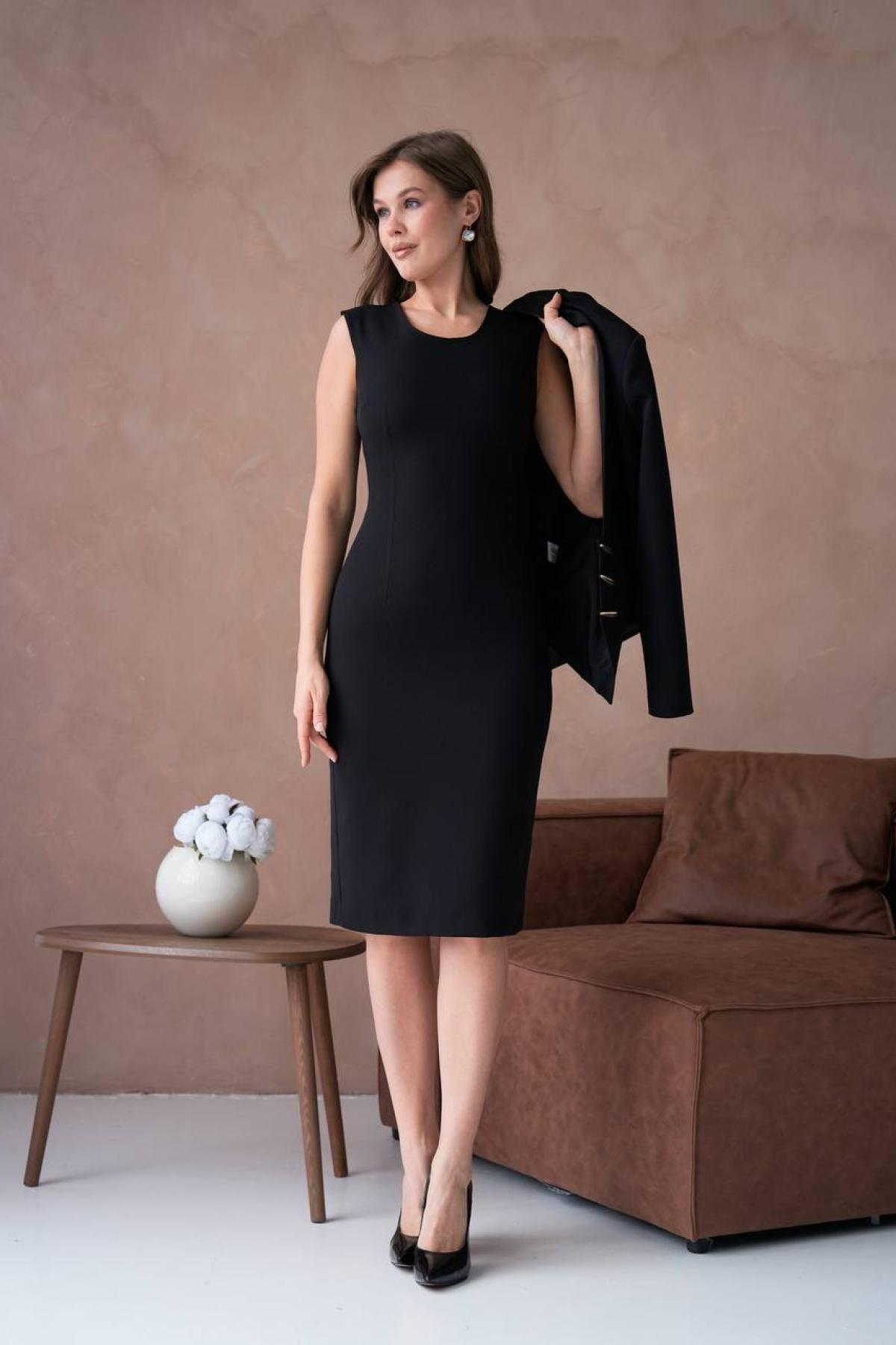 Wholesale Women Black Dress and Jacket Set 733411