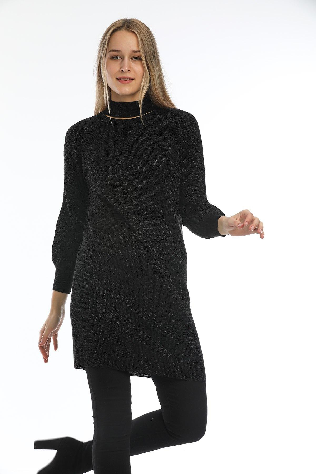 Wholesale Women Black Glitter Knitted Mini Dresses 706431