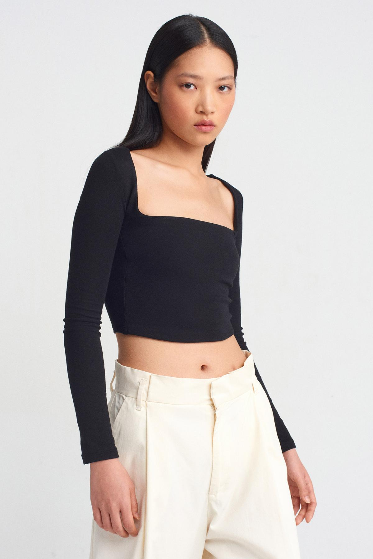 Wholesale Women Black Long Sleeve Top 719726